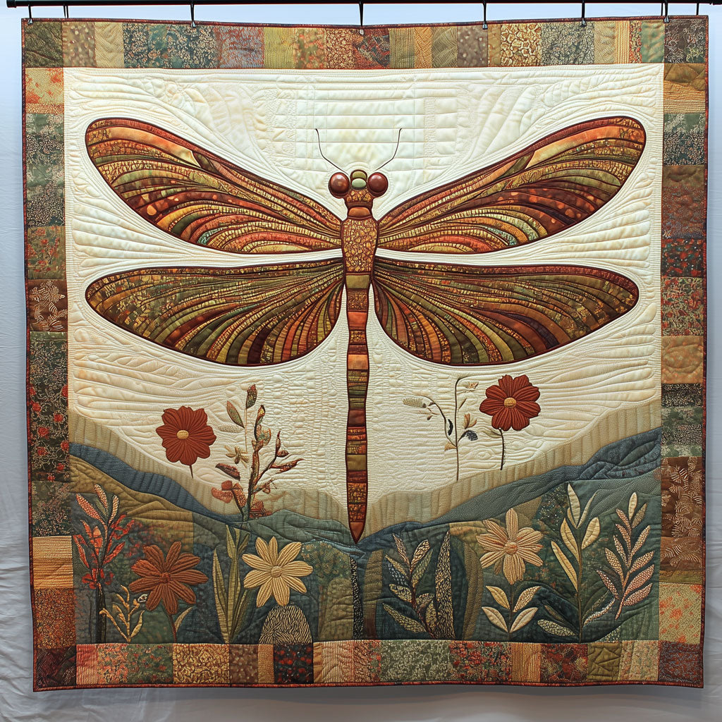 Symmetrical Dragonfly Quilt Premium Quilt Blanket for Family and Guests