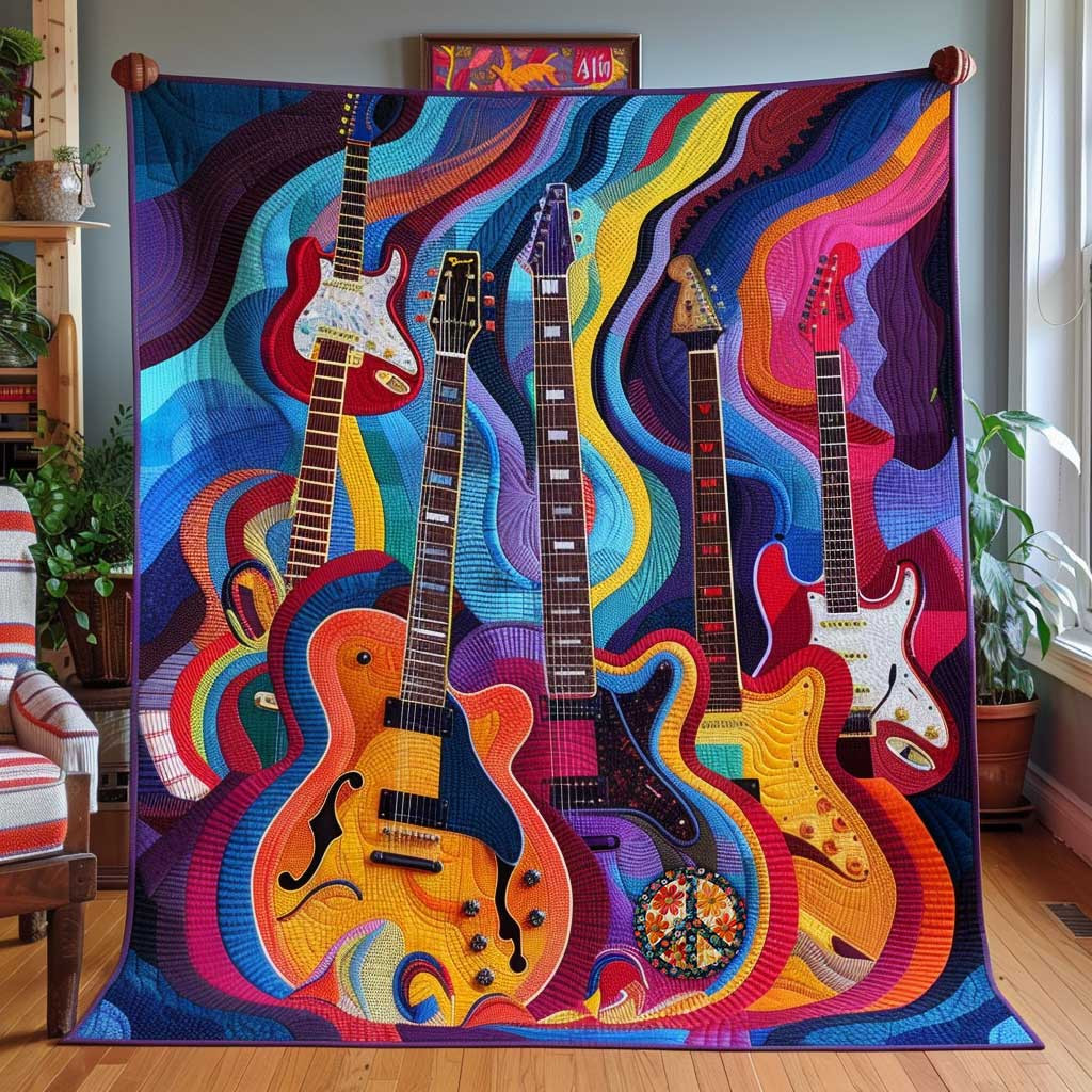 Symphony Of Guitars Queen Size Blanket Special Gifts For Guitar Teachers