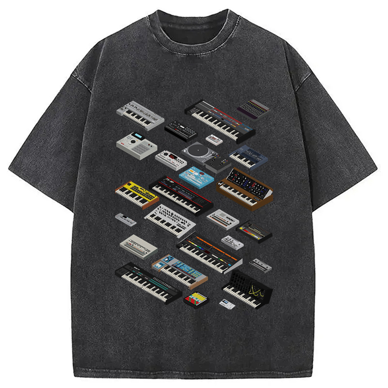 Synthesizer Fan Collection Washed T-Shirt Everyday Comfort Graphic Shirt Gifts For BFF Synthesizer Fan Collection Washed T-Shirt Everyday Comfort Graphic Shirt Gifts For BFF