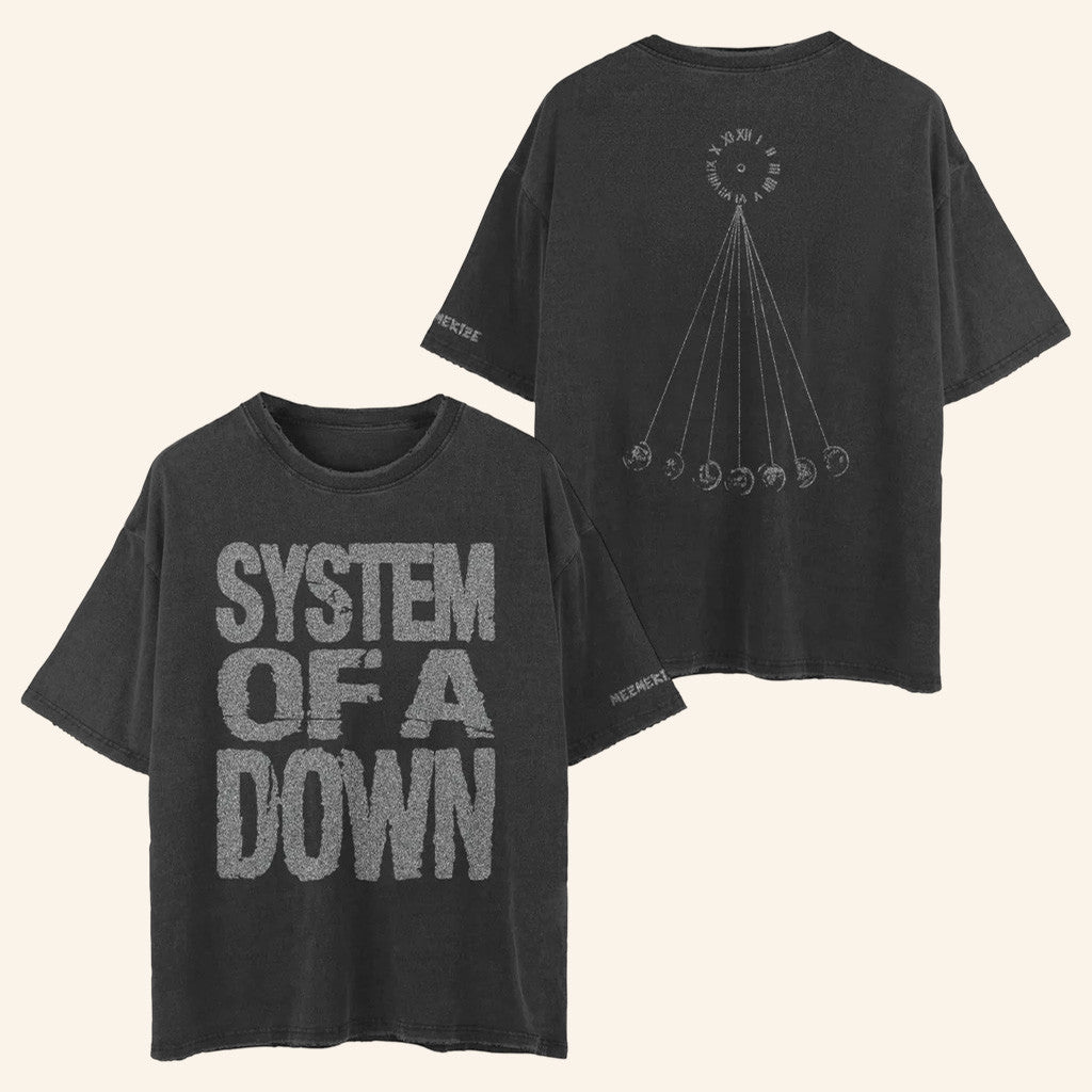 System Of A Down Merch Tour 2025 Mezmerize Metallic Pendulum T-Shirt Gifts For Him System Of A Down Merch Tour 2025 Mezmerize Metallic Pendulum T-Shirt Gifts For Him