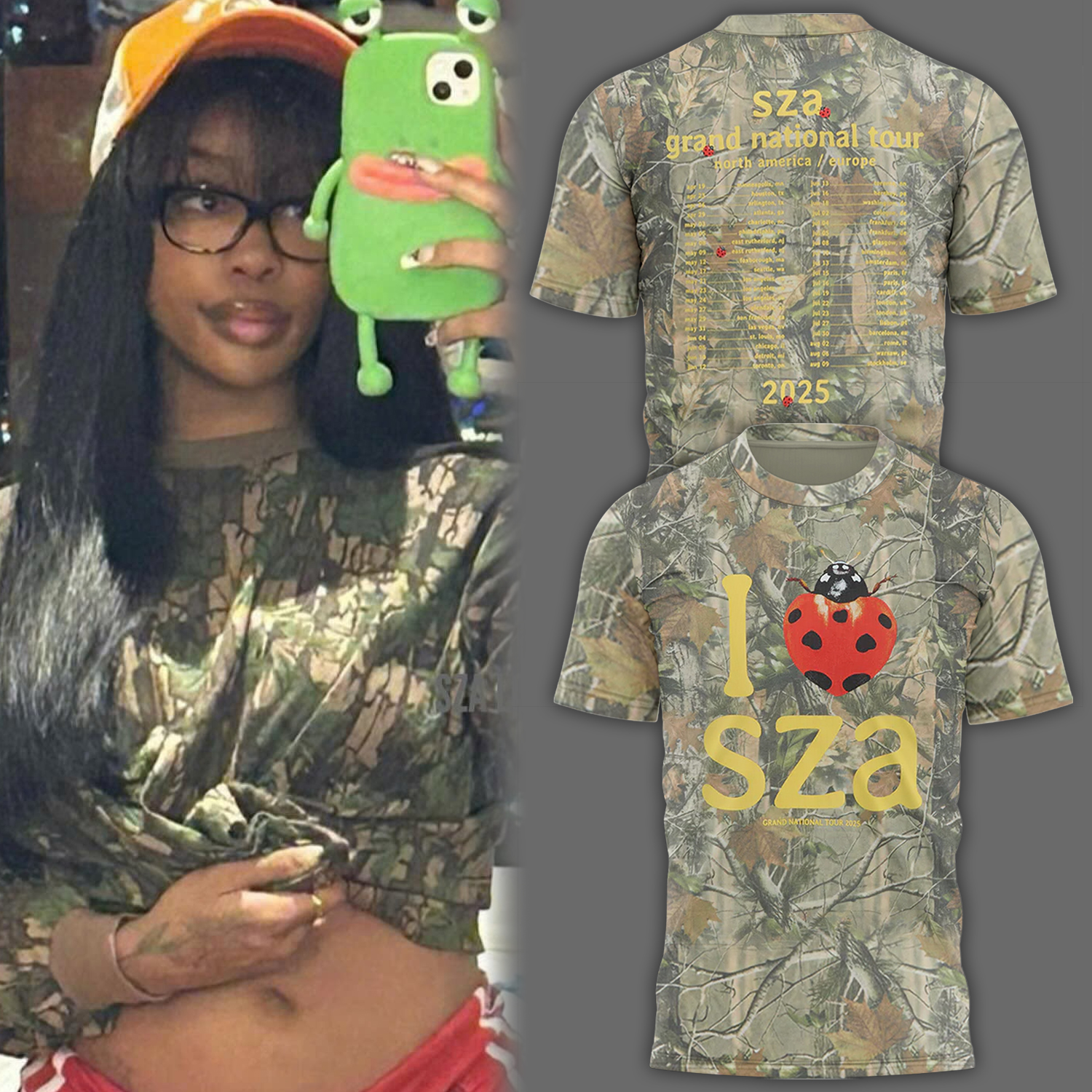 Sza Camo Grand National Tour T-Shirt Gift For Fan