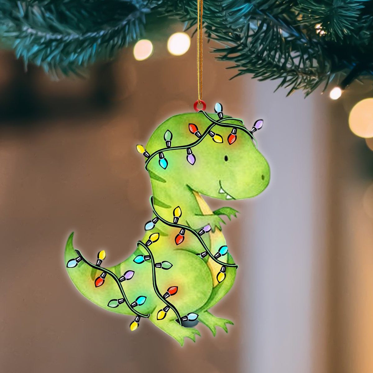 T Rex Christmas Light Flat Acrylic Hanging Ornament Animals Shaped