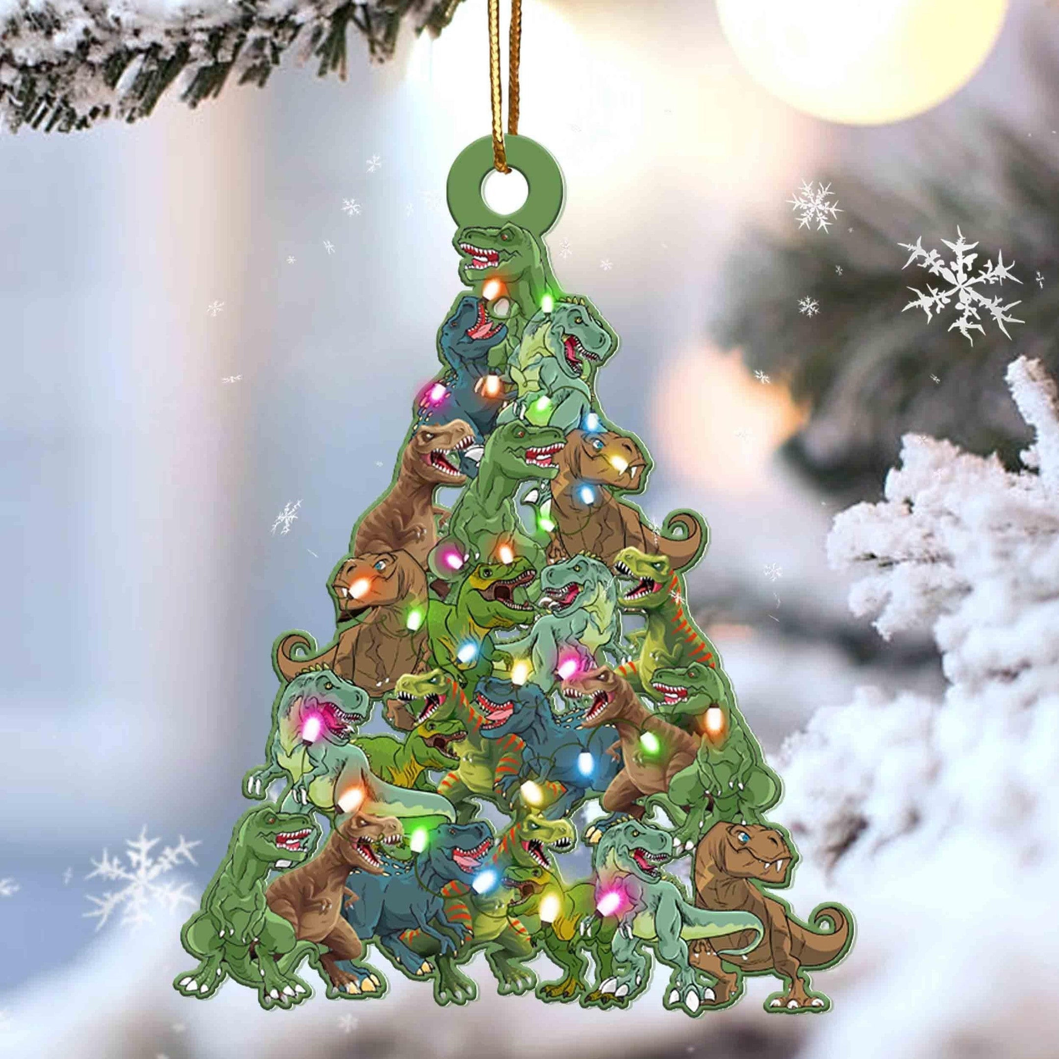 T Rex Christmas Tree Shaped Ornament For T Rex Lovers Flat Acrylic Ornament