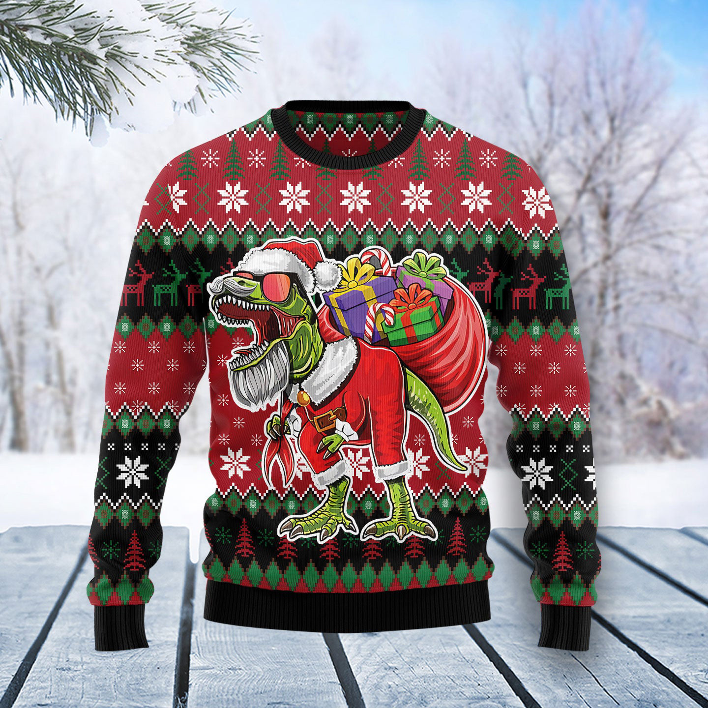T Rex Santa Christmas Ugly Christmas Sweater Festive Clothing Christmas Gifts For T Rex Lovers