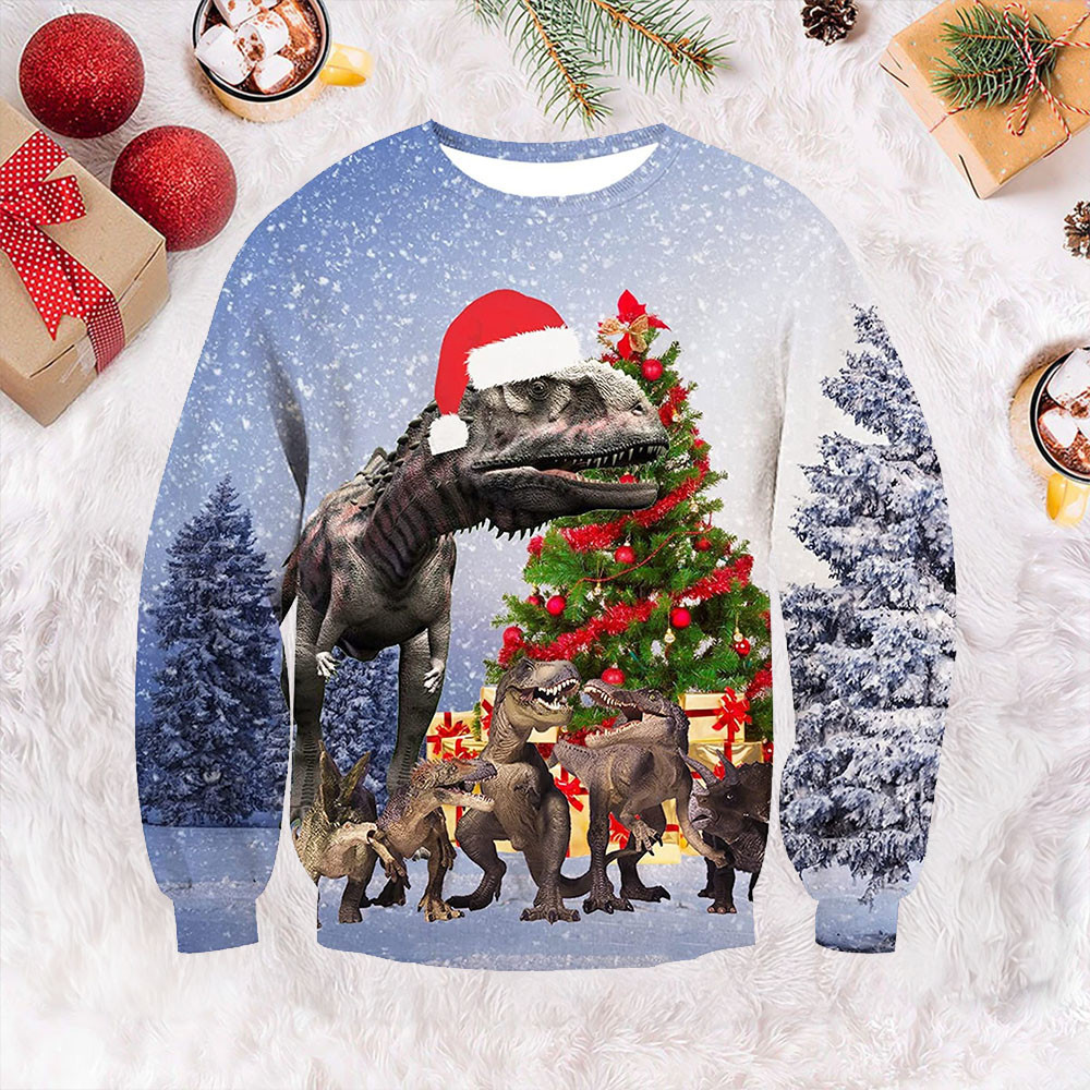 T Rex Snow Ugly Christmas Sweater Adorable Christmas Sweater Gift For Dinosaur Lovers