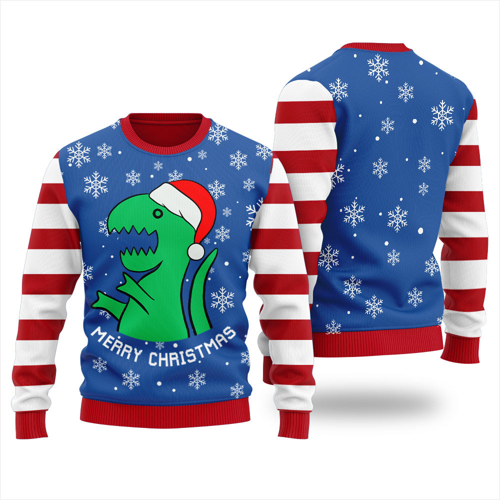 T Rex Womens Funny Ugly Christmas Sweater Classic Holiday Sweater for Festive Looks