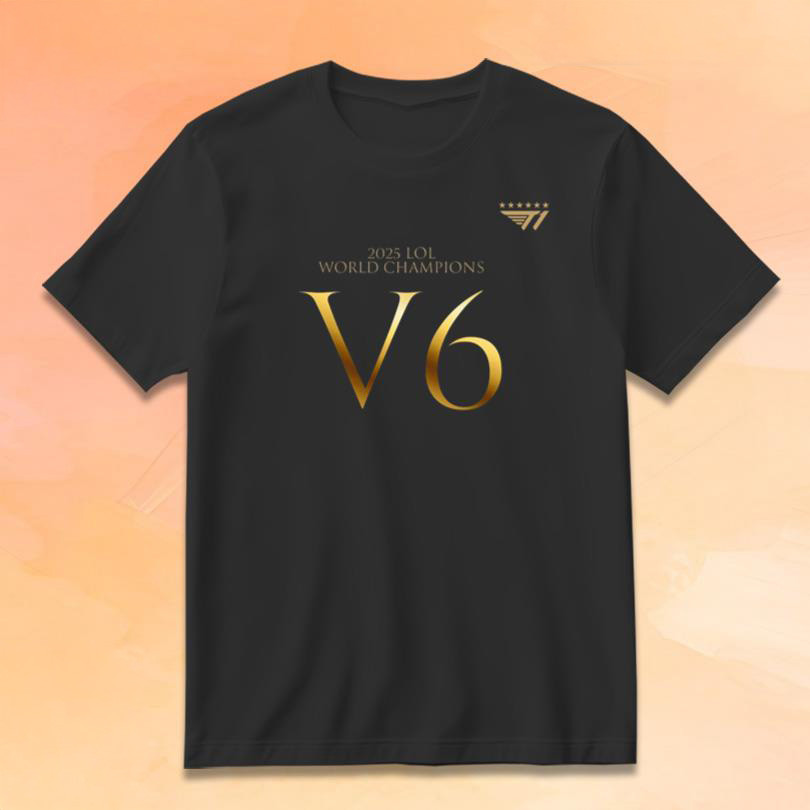 T1 Merch 2025 LOL World Champions V6 T-Shirt Best Gifts For Game Lovers