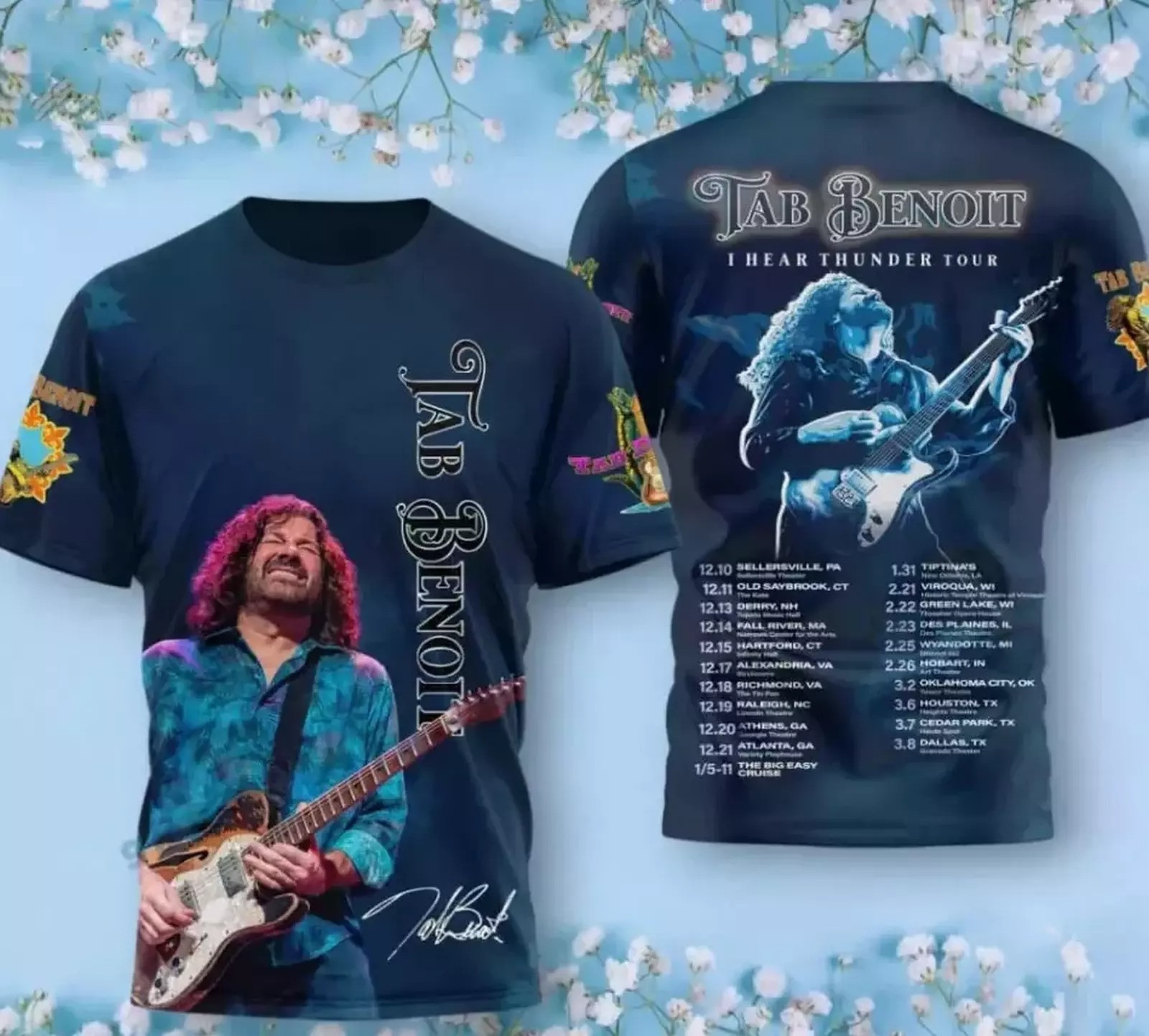 Tab Benoit I Hear Thunder Tour 2025 T-Shirt Music Fans Gifts Men Women