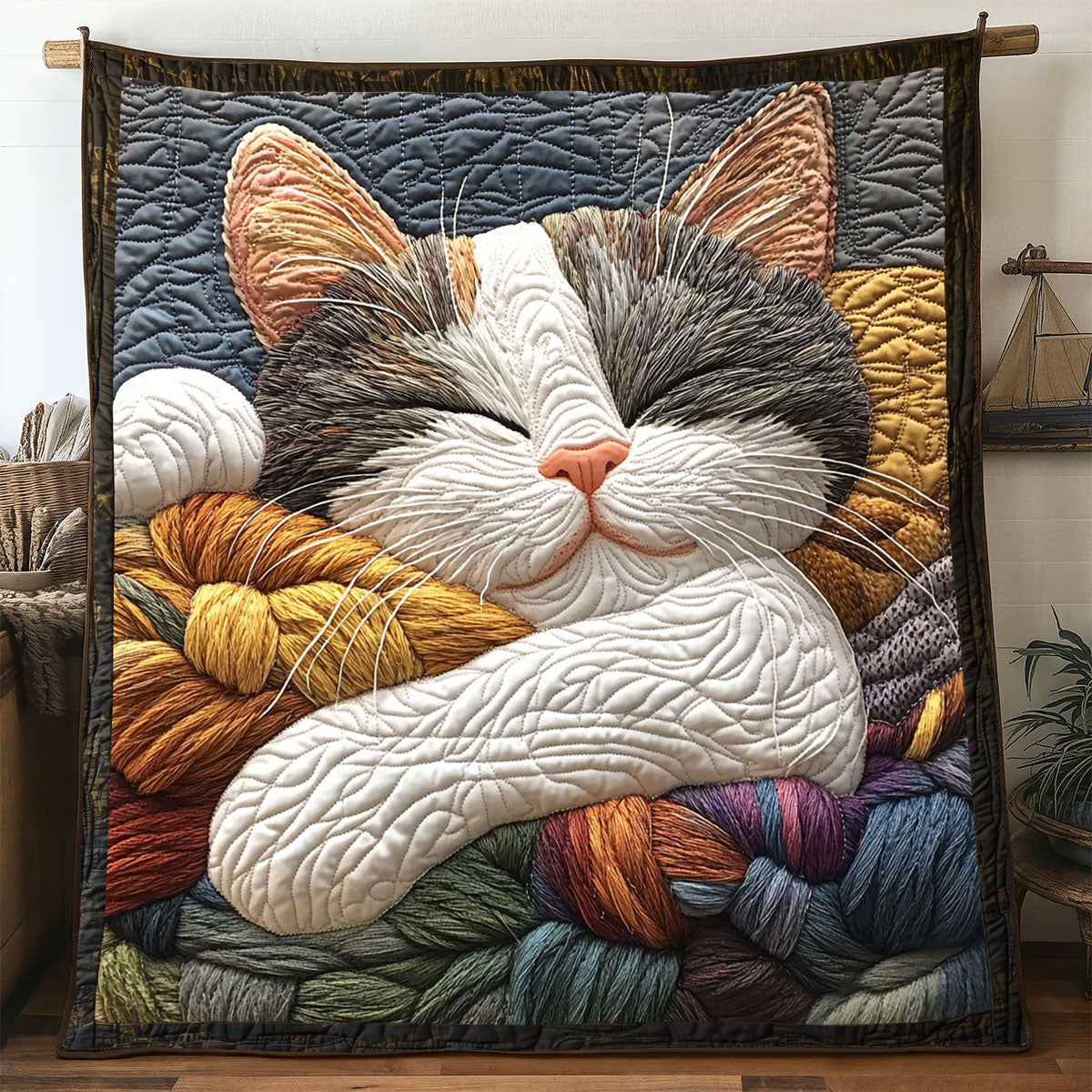 Tabby Cat Portrait Quilt Blanket Cozy Throw Blanket Special Gifts For Cat Lovers