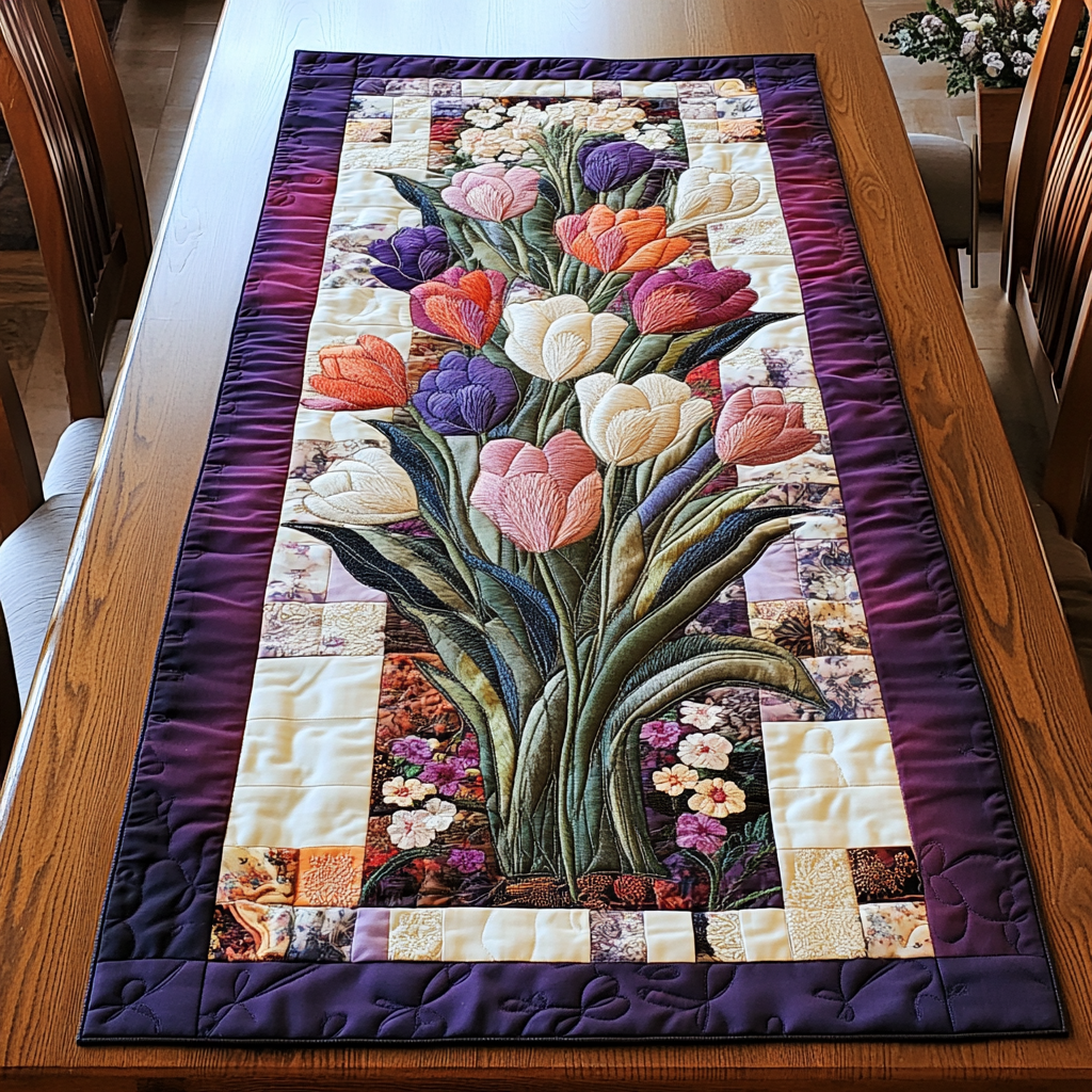 Table Blossom Quilted Table Runner Dinner Table Decor Ideas Tulip Gifts Items