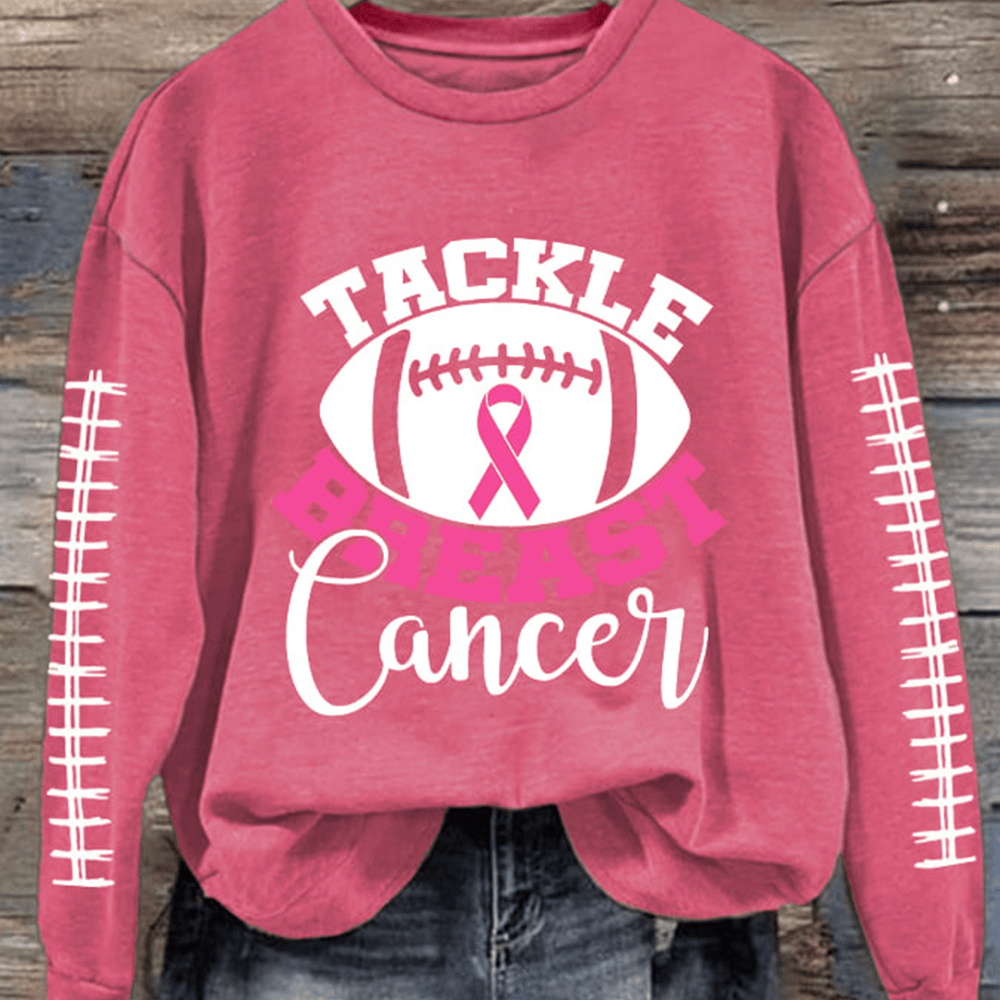 Tackle Cancer Sweatshirt Breast Cancer Awareness Apparel Football Themed Gift