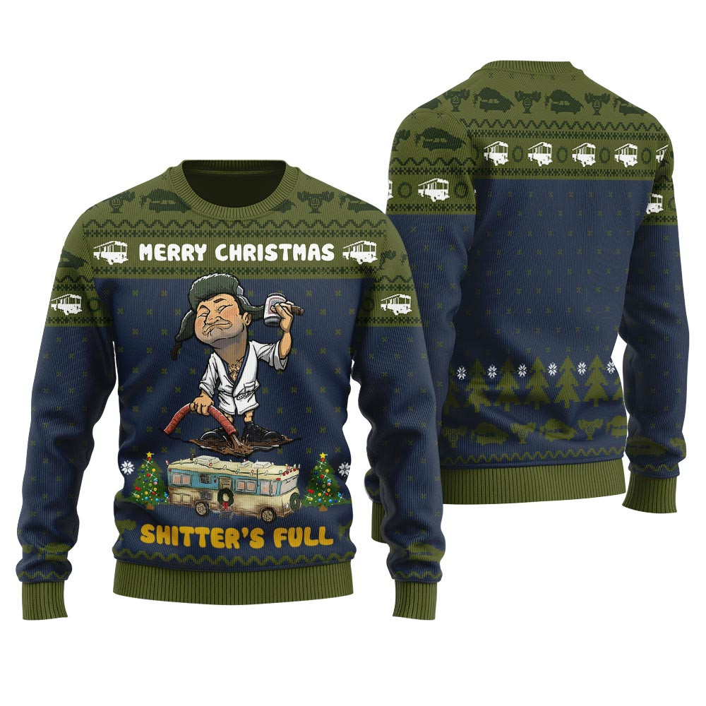 Tacky Shitters Full Mens Ugly Christmas Sweater Navy Holiday Gift Merch That Everyone Will Adore