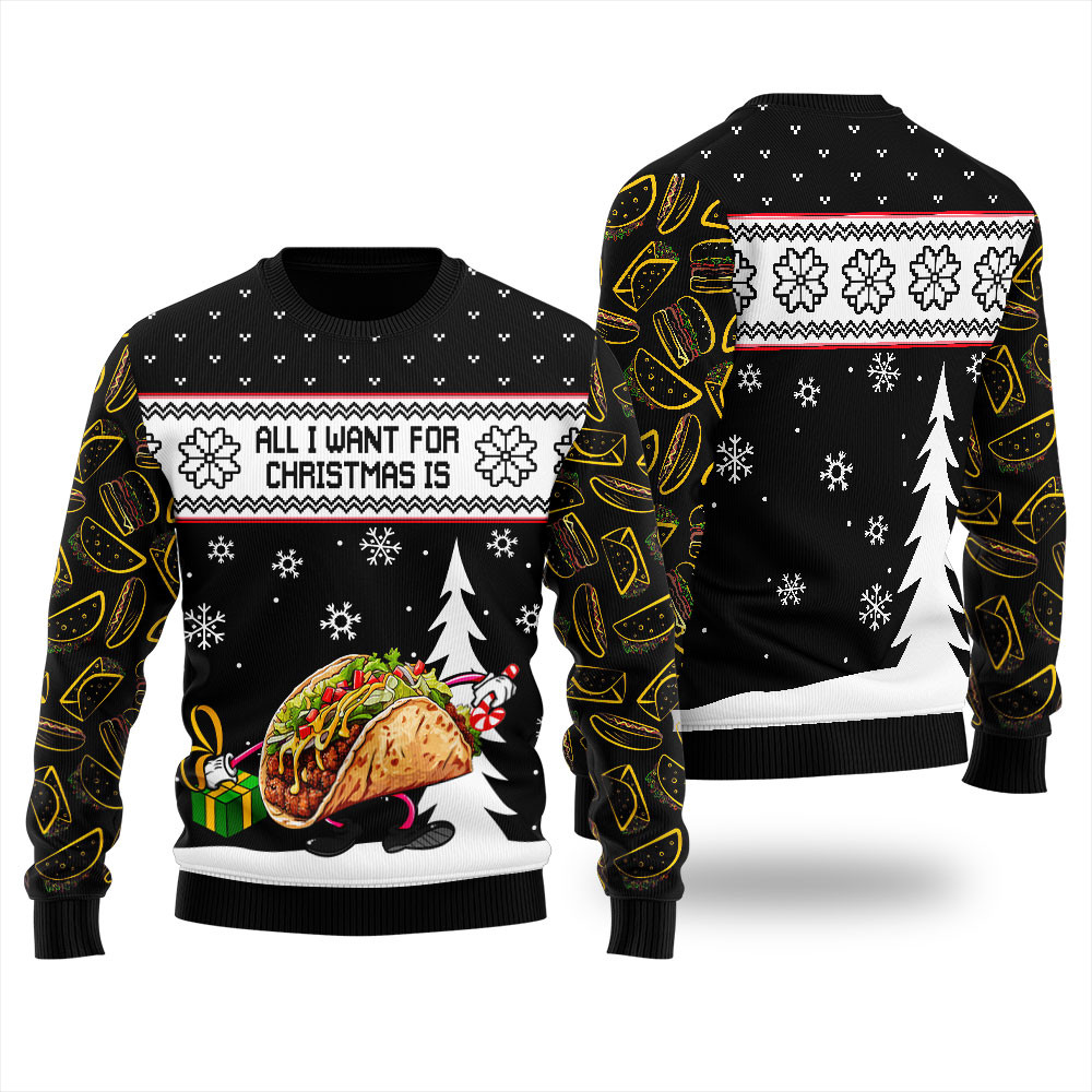 Taco Ugly Christmas Sweater Adults Merry Christmas Sweatshirt for Holiday Fun