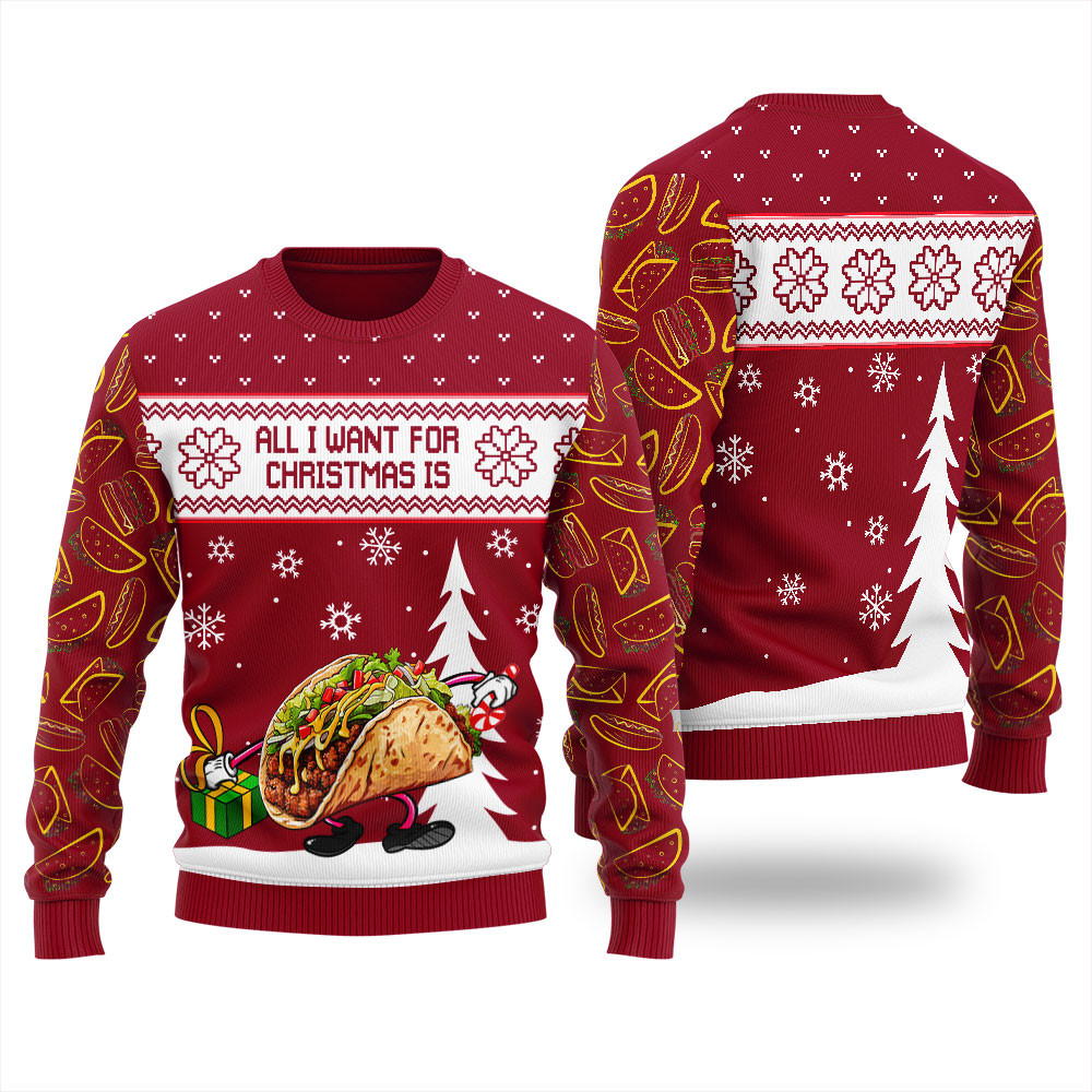 Taco Ugly Christmas Sweater For Women Best Christmas Merch Gift for Family and Friends