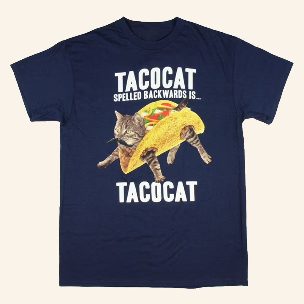Tacocat Spelled Backwards Shirt Funny Cat T-Shirt Gifts For Friends