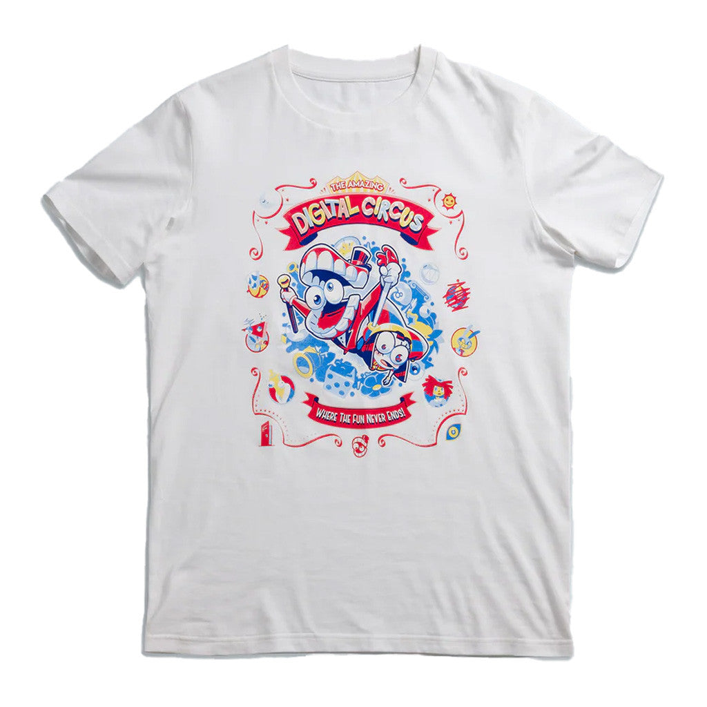 TADC Merch Retro Carnival T-Shirt White The Amazing Digital Circus Merch Gifts For Him TADC Merch Retro Carnival T-Shirt White The Amazing Digital Circus Merch Gifts For Him