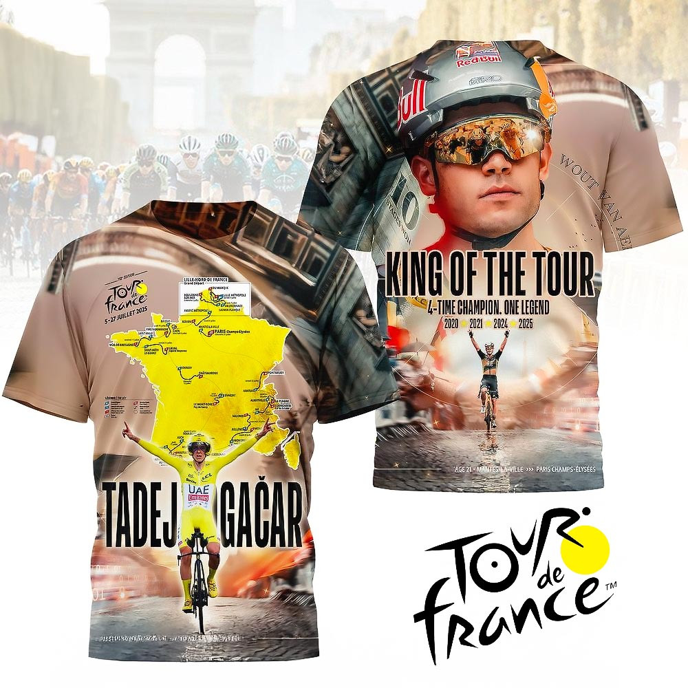 Tadej Pogacar King Of The Tour 4 Time Champion T Shirt Best Gift For Cycling Fans