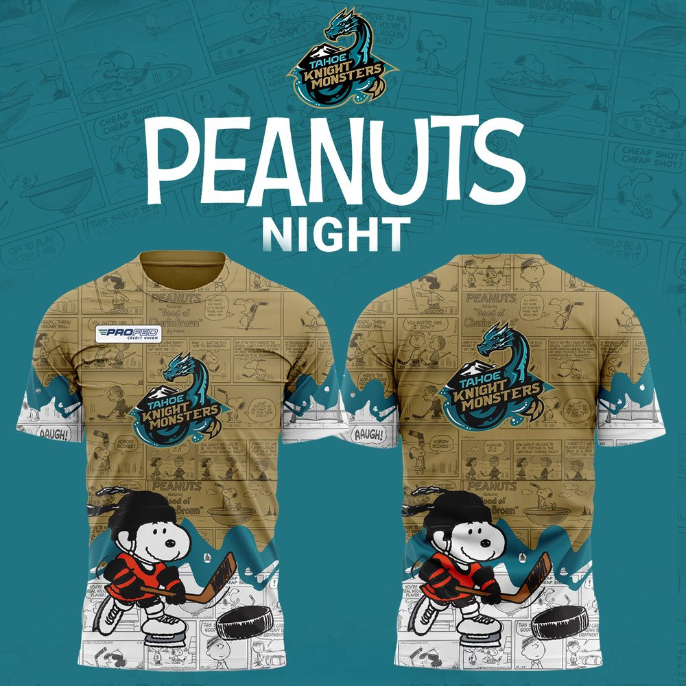 Tahoe Knight Monsters 75th Anniversary of Peanuts T-Shirt Gifts For Hockey Fan