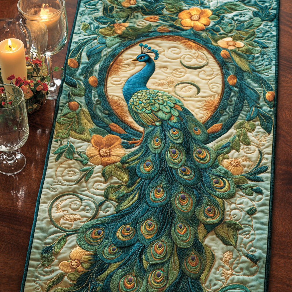 Tail Majesty Quilted Table Runner Dining Table Decor Ideas Peacock Gifts Stuff