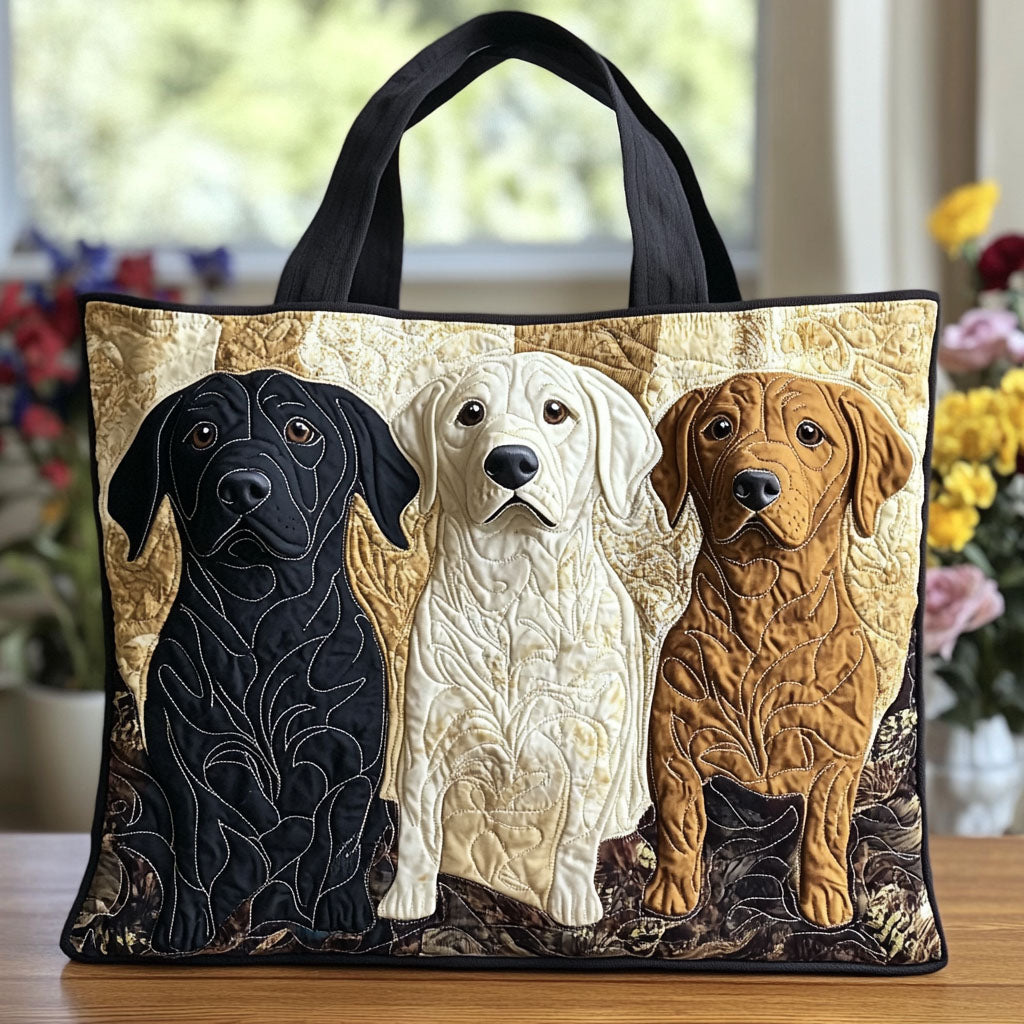 Tail-Wagging Trio Quilted Tote Bag Presents For Dog Owners