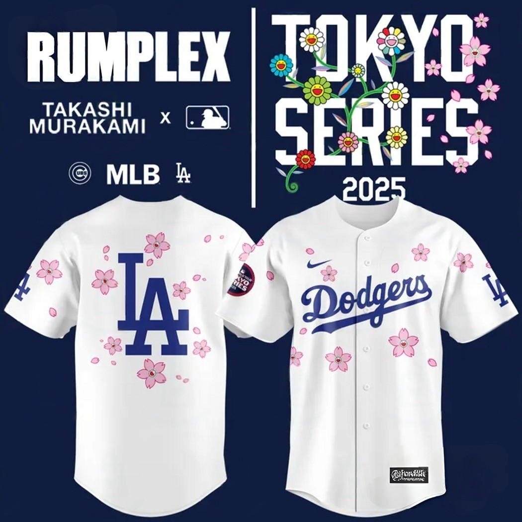 Takashi Murakami x Los Angeles Dodgers World Tour Tokyo Series Cherry Blossom Baseball Jersey