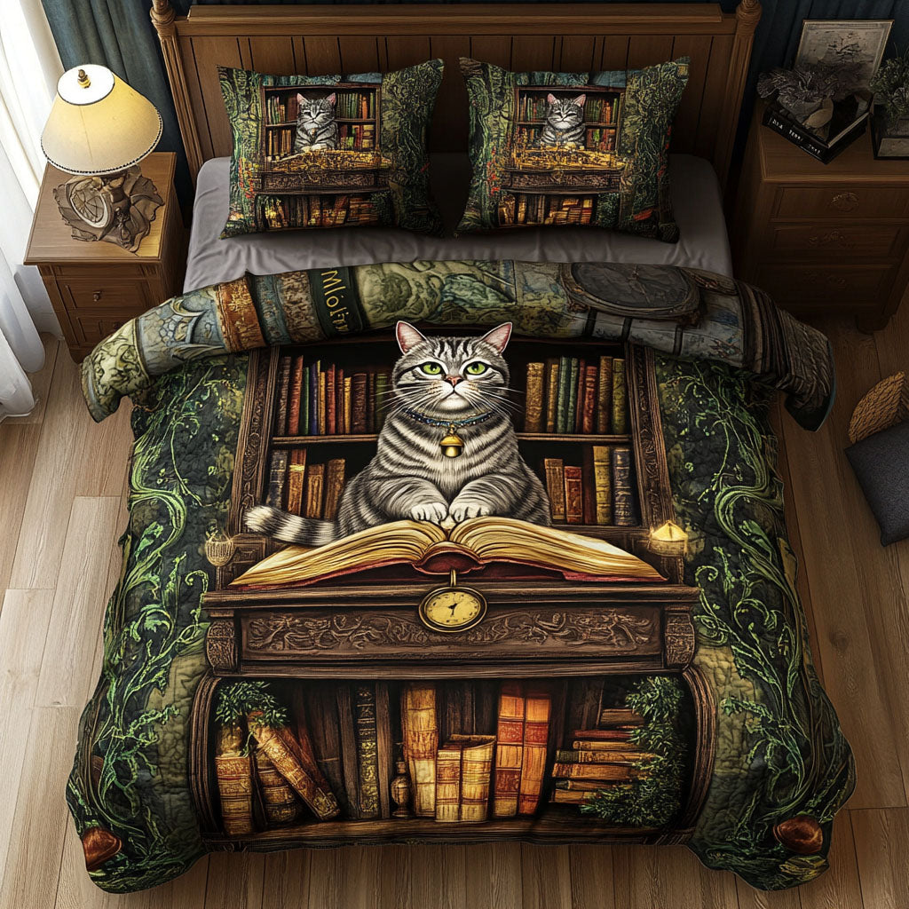 Tales and Tails Quilted Bedding Set Unique Bed Sheet Set Book Lovers Gifts Mother's Day