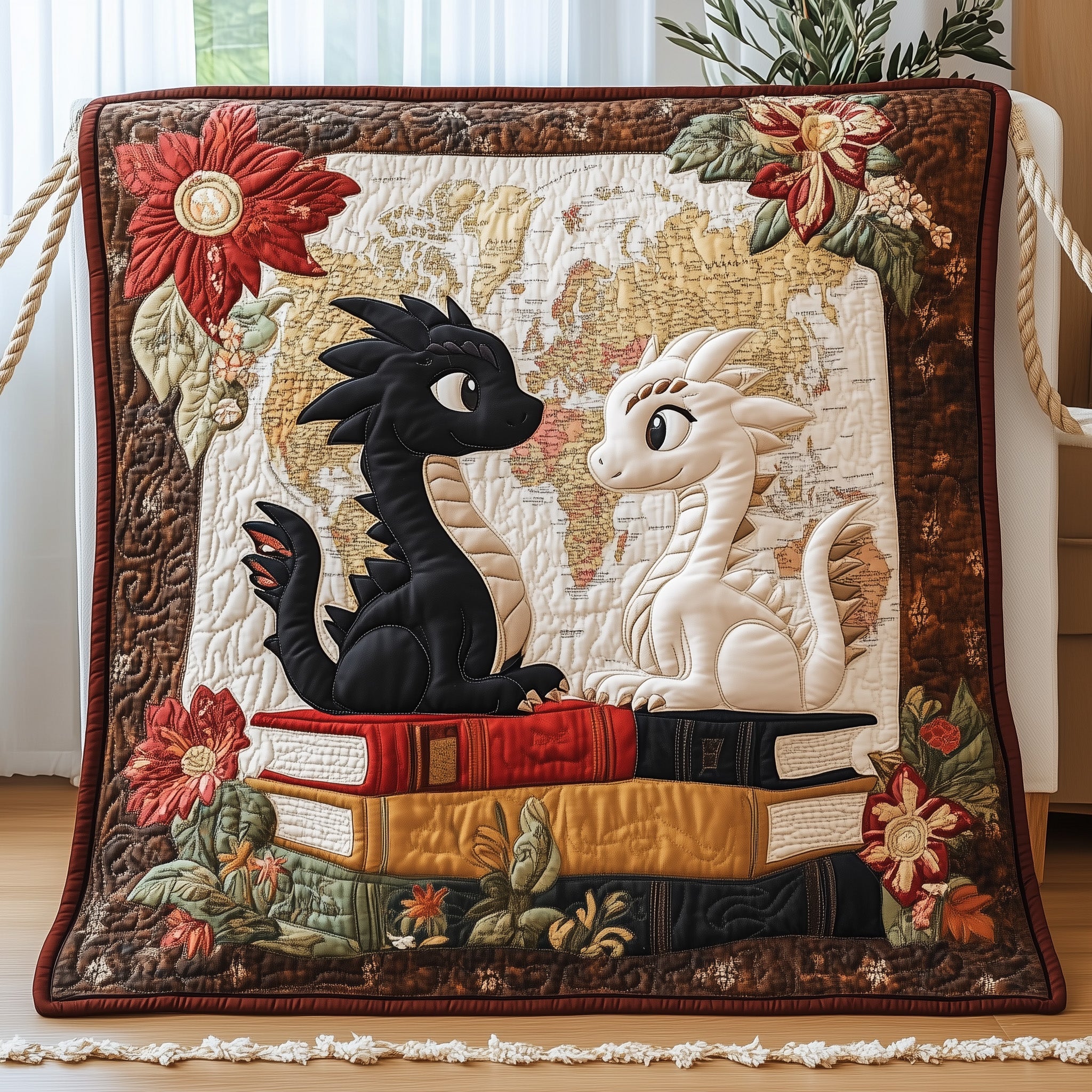 Tales of Wisdom And Love Quilted Blanket Cute Soft BlanketBest Gift For Dragon Lovers