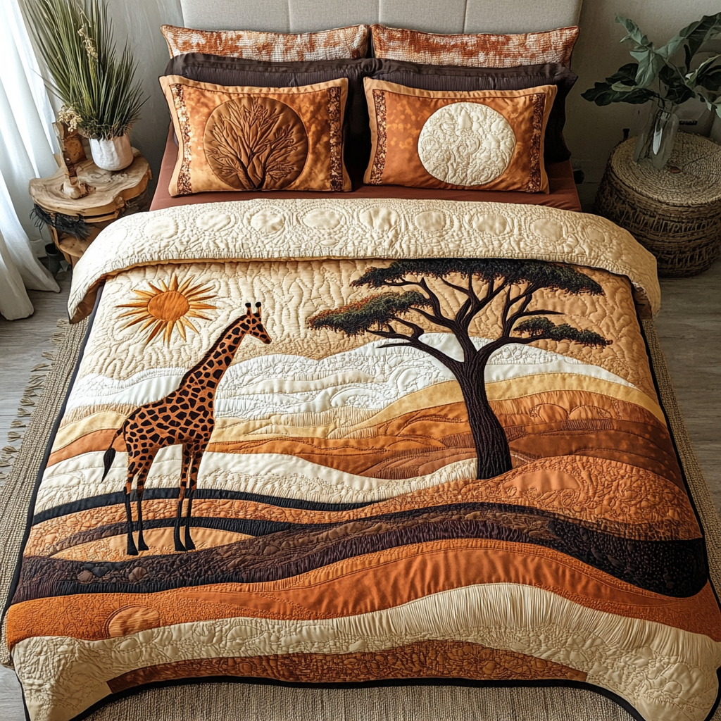 Tall Grace Quilted Bedding Set Best Bed Sheet Set Giraffe Gifts For Her