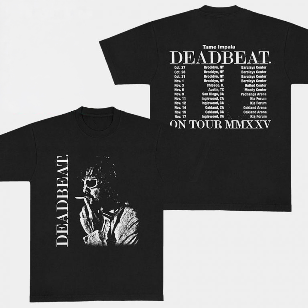 Tame Impala Merch Deadbeat Portrait Smoking Tour Dates 2025 T-Shirt Gifts For Music Fans