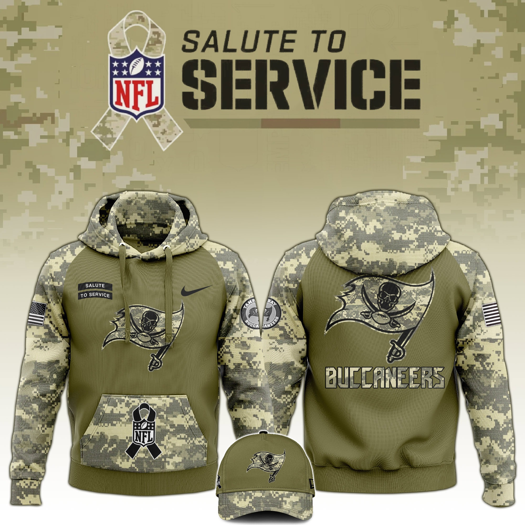 Tampa Bay Buccaneers Salute to Service Club Limited Edition Camo Hoodie Best Father's Day Gift