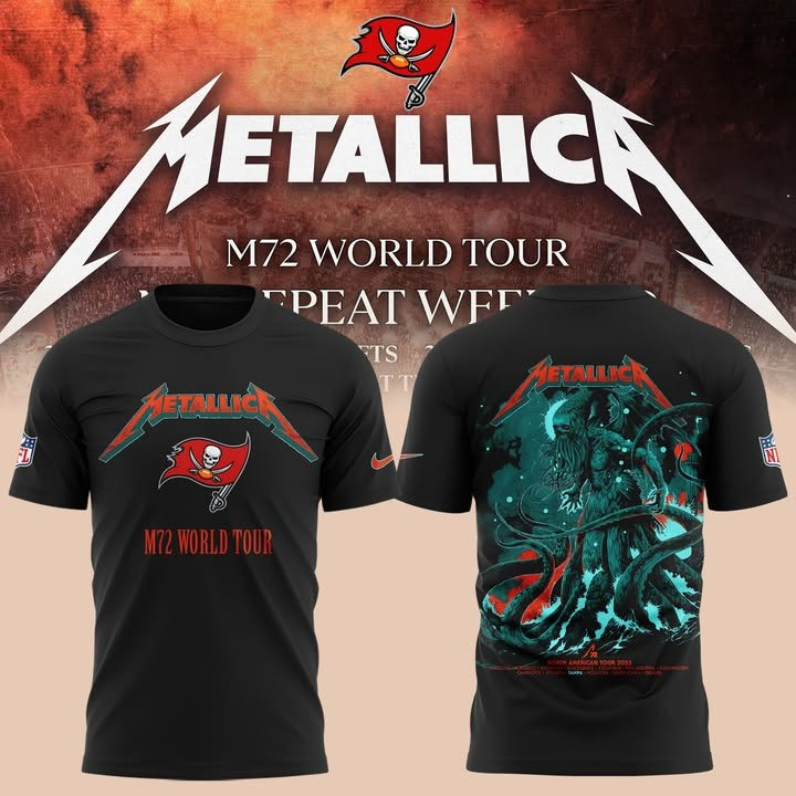 Tampa Bay Buccaneers x Metallica World Tour 2025 T-Shirt Fan Concert Merch Best Gifts