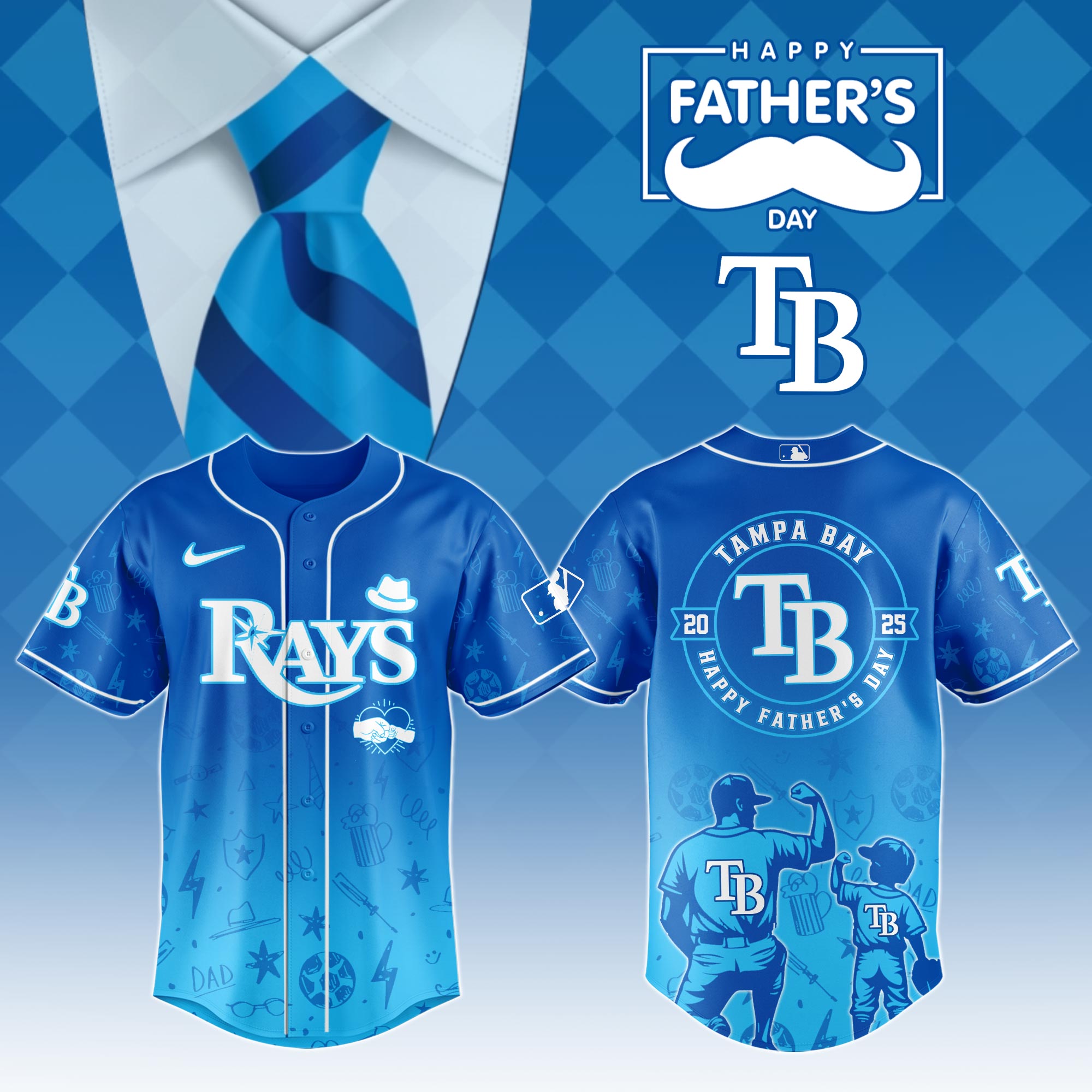Tampa Bay Rays Special Father's Day Jersey Gift For Baseball Lovers
