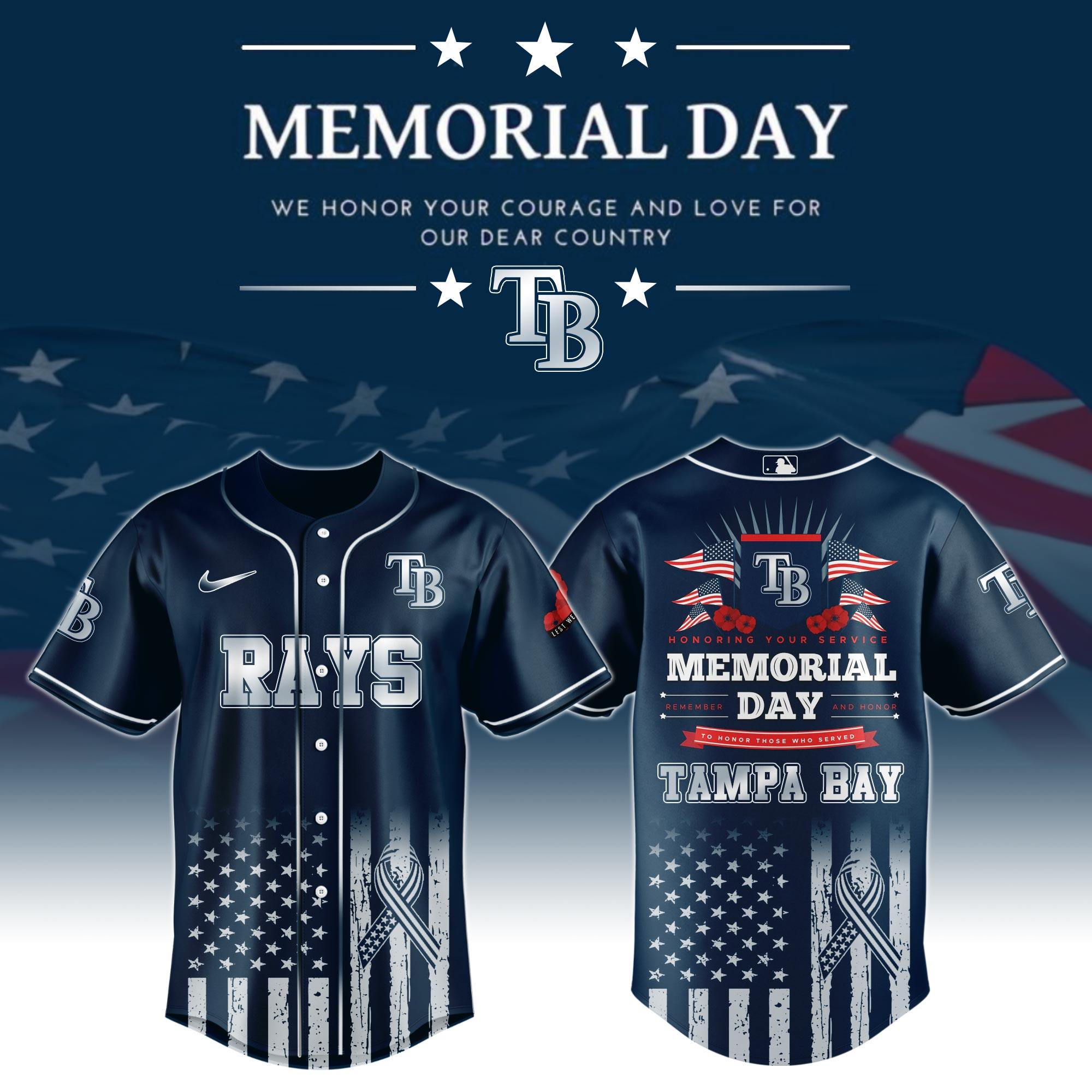 Tampa Bay Rays Special Memorial Day Jersey Gift Ideas for Baseball Players