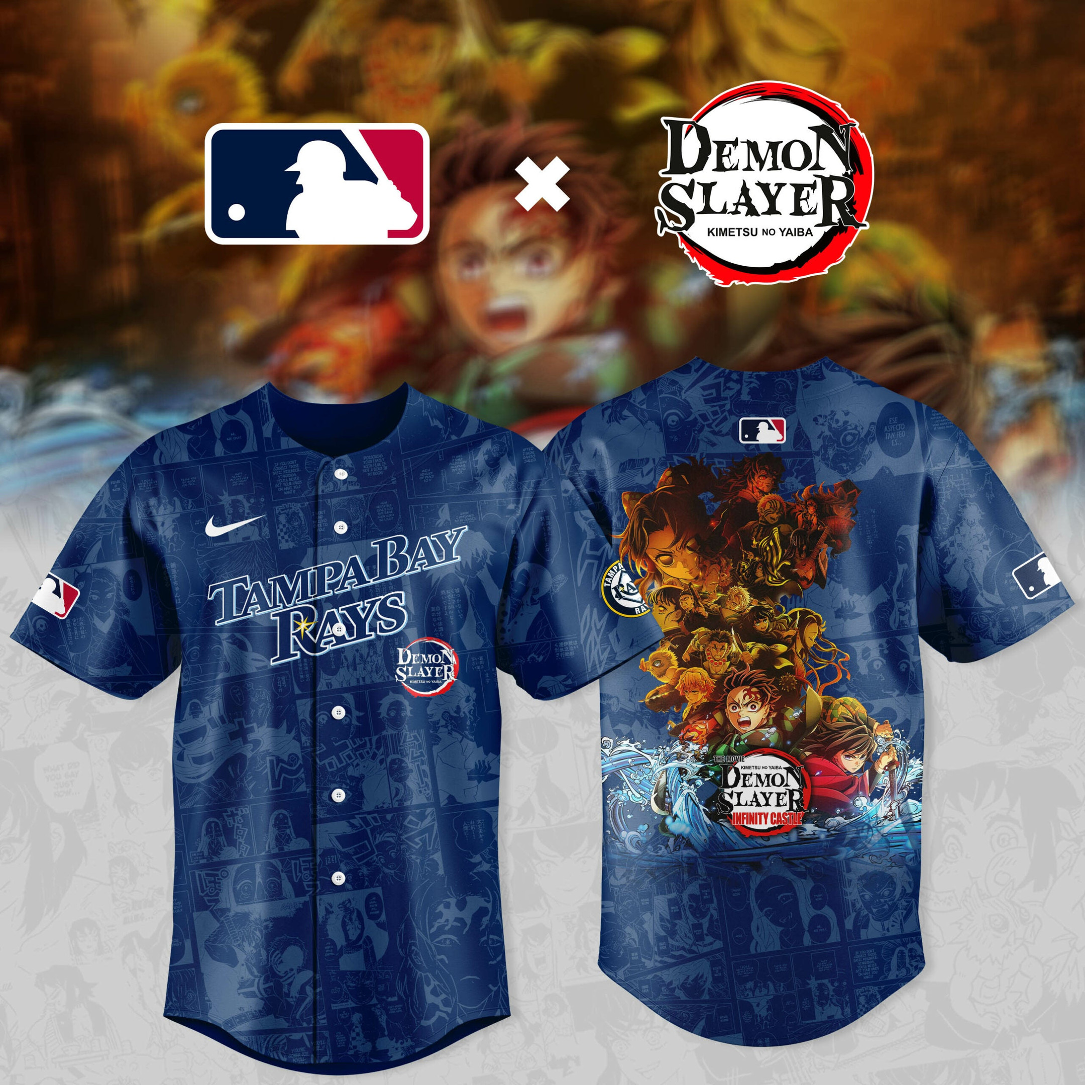Tampa Bay Rays x Demon Slayer Kimetsu No Yaiba Jersey 2025 MLB Cool Gifts For MAGA Lovers