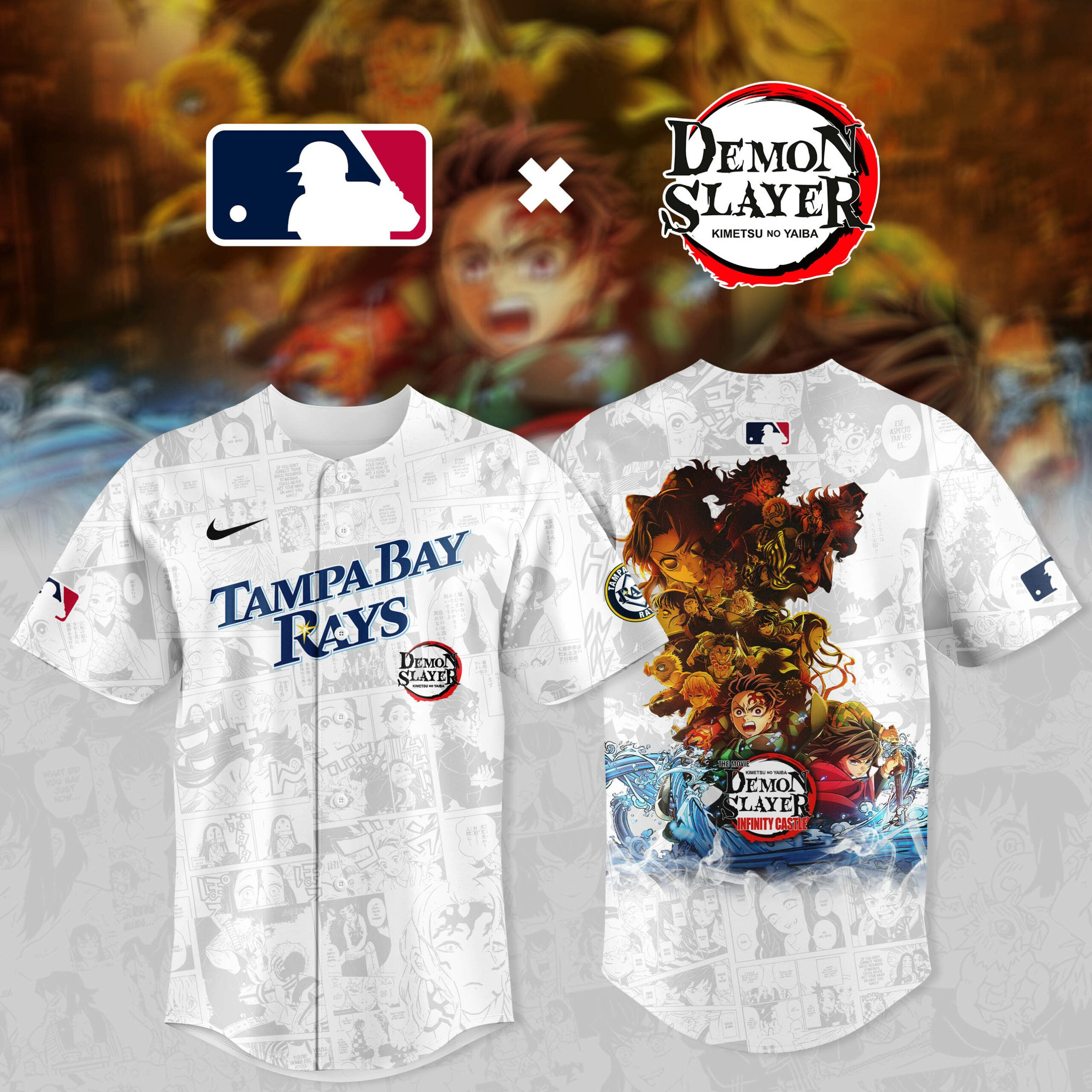 Tampa Bay Rays x Demon Slayer Kimetsu No Yaiba Jersey MLB Merch Gifts For MAGA Lovers