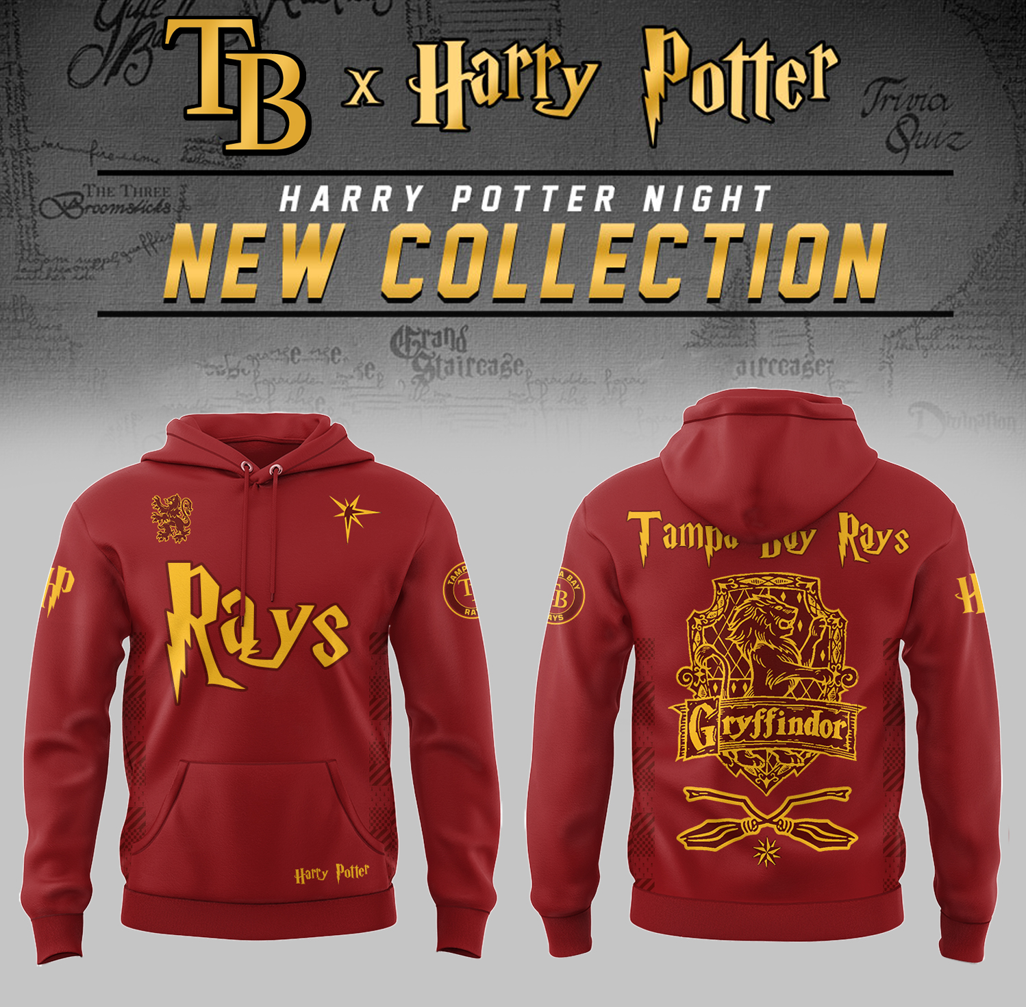 Tampa Bay Rays x Harry Potter Night Gryffindor House Hoodie Gifts For Baseball Fans