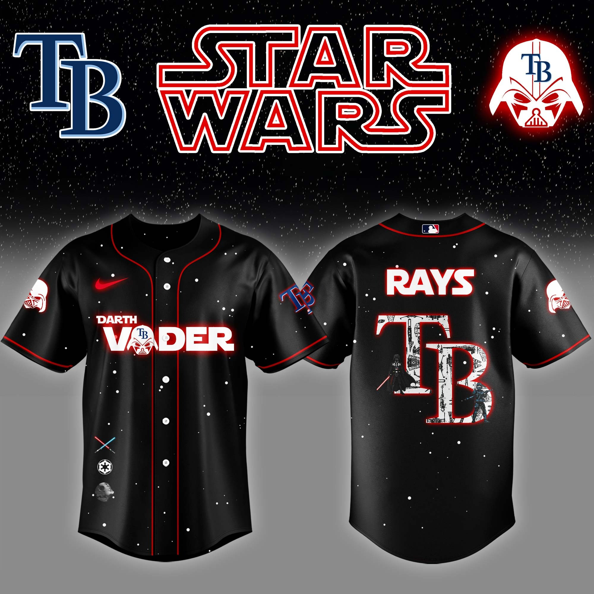 Tampa Bay Rays x Star Wars Darth Vader Night Baseball Jersey Gifts For Baseball Lovers