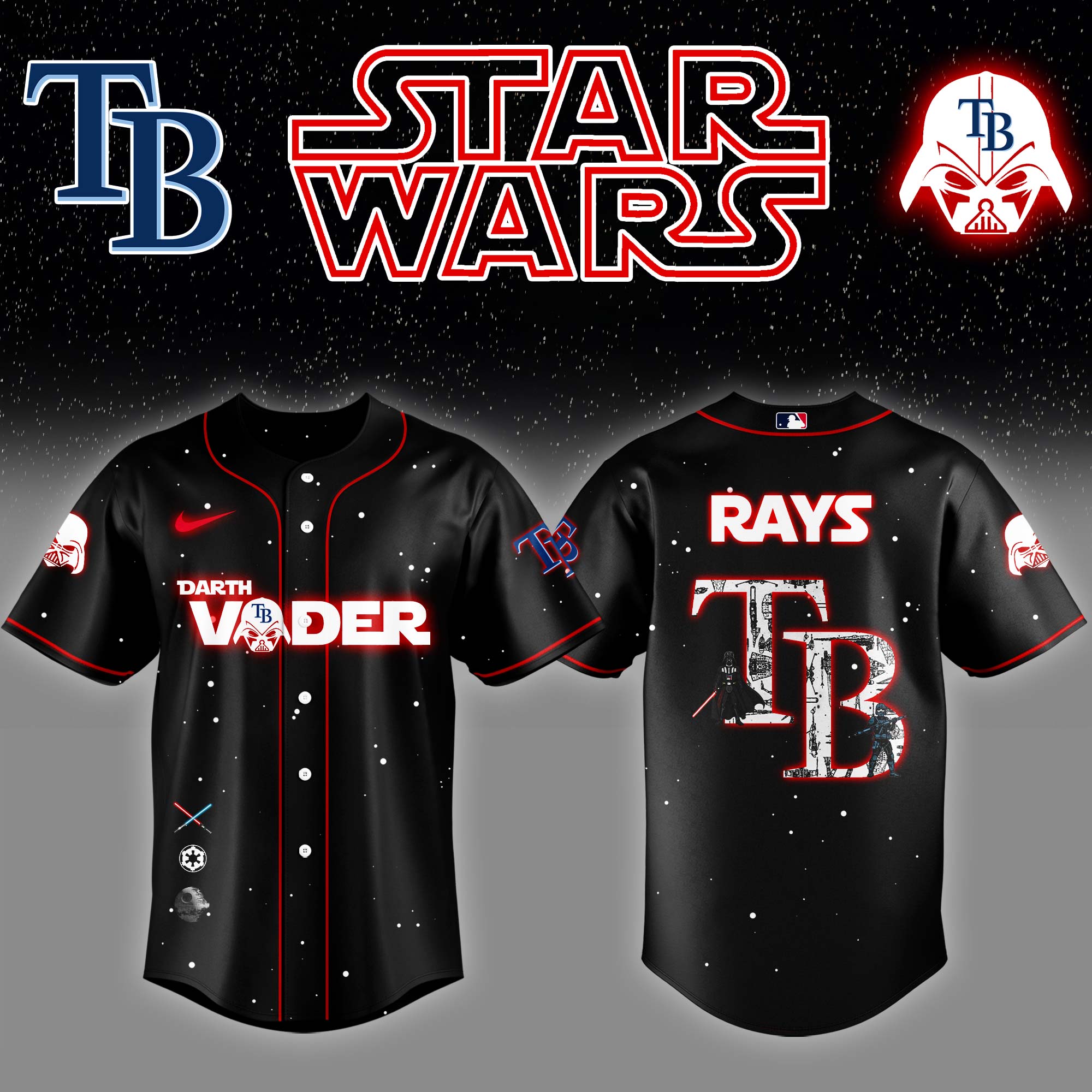 Tampa Bay Rays x Stars Wars Darth Vader Night Baseball Jersey Gift For Baseball Lover