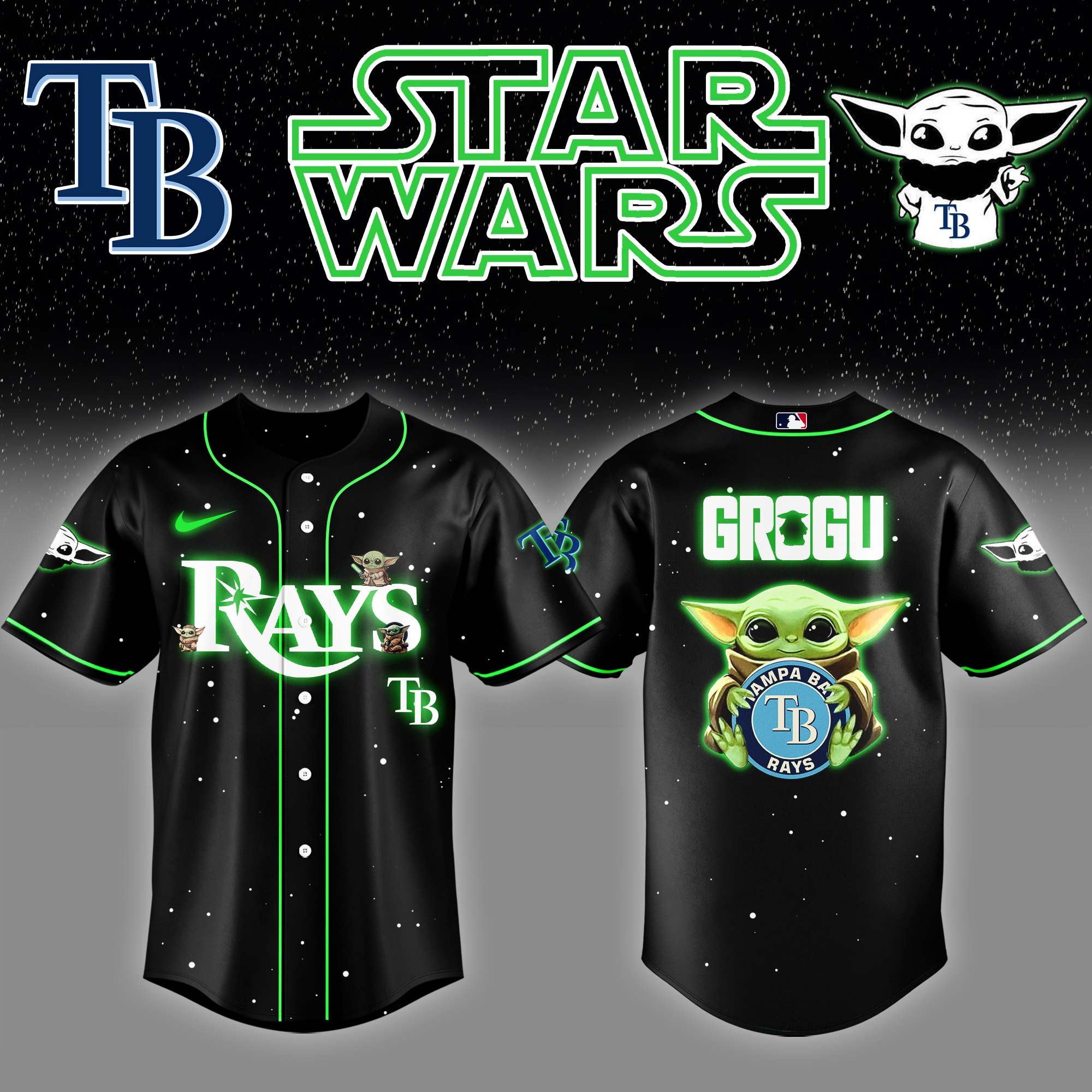 Tampa Bay Rays x Stars Wars Grogu Night Baseball Jersey Baseball Father's Day Gifts