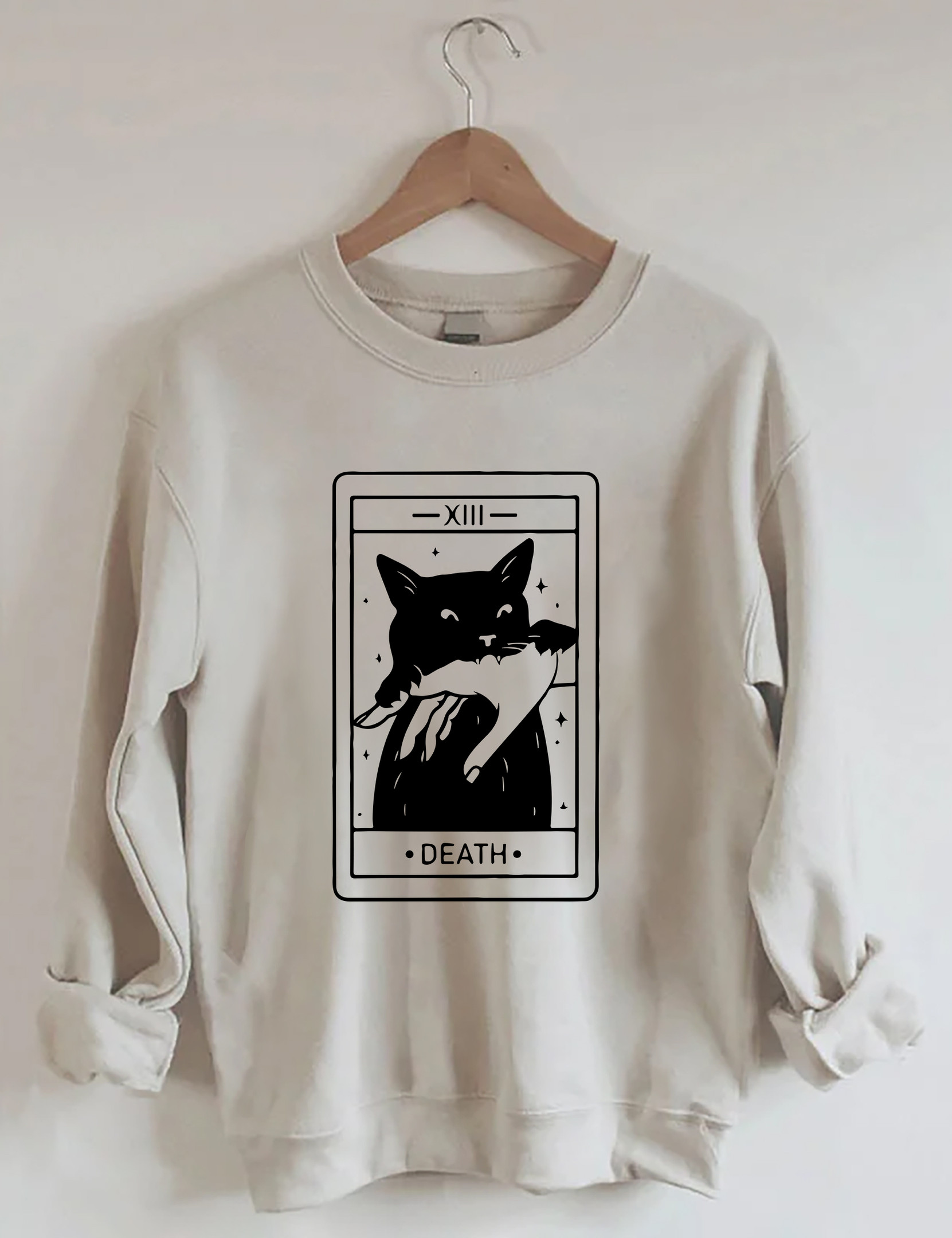 Tarot Card Black Cat Sweatshirt Animal Themed Funny Cat Clothing Unique Gifts For Cat Lovers