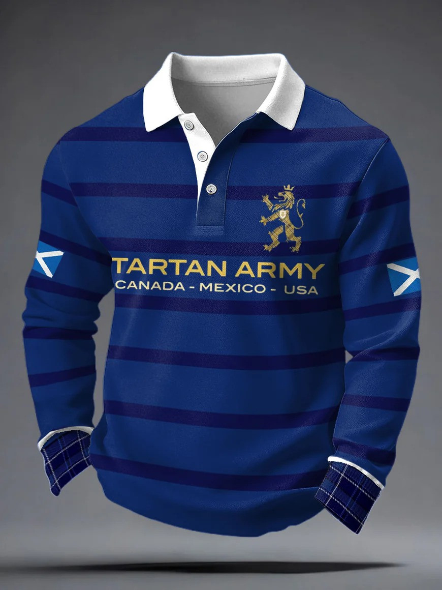 Tartan Army Scotland Long Sleeve Polo Shirt Canada Mexico USA Fan Gear World Cup Gift For Soccer Fans