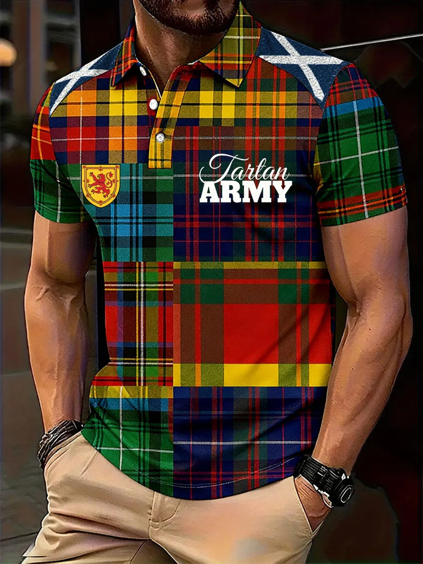 Tartan Army Scotland Polo Shirt Multi Tartan Fan Gear World Cup 2026 Gift For Soccer Supporters