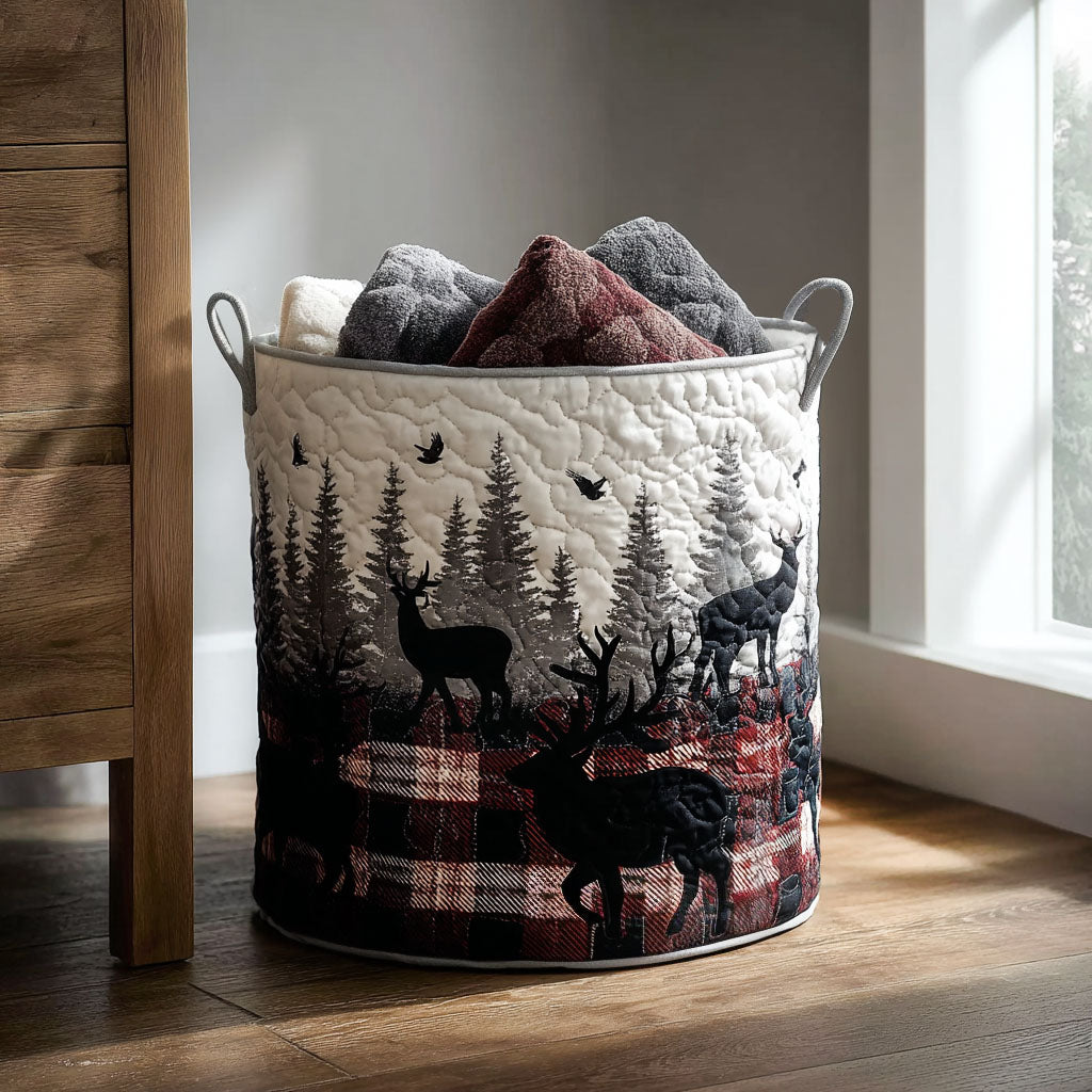 Tartan Trail Spirit Quilted Laundry Basket Useful Quilted Basket Gift That Blends Style and Function