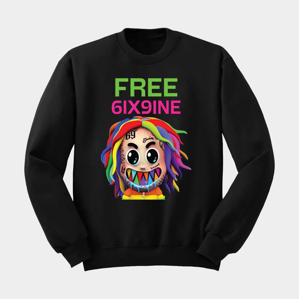 Tata Merch Free 6Ix9ine Black Sweatshirt Unique Birthday Gift For Him Tata Merch Free 6Ix9ine Black Sweatshirt Unique Birthday Gift For Him