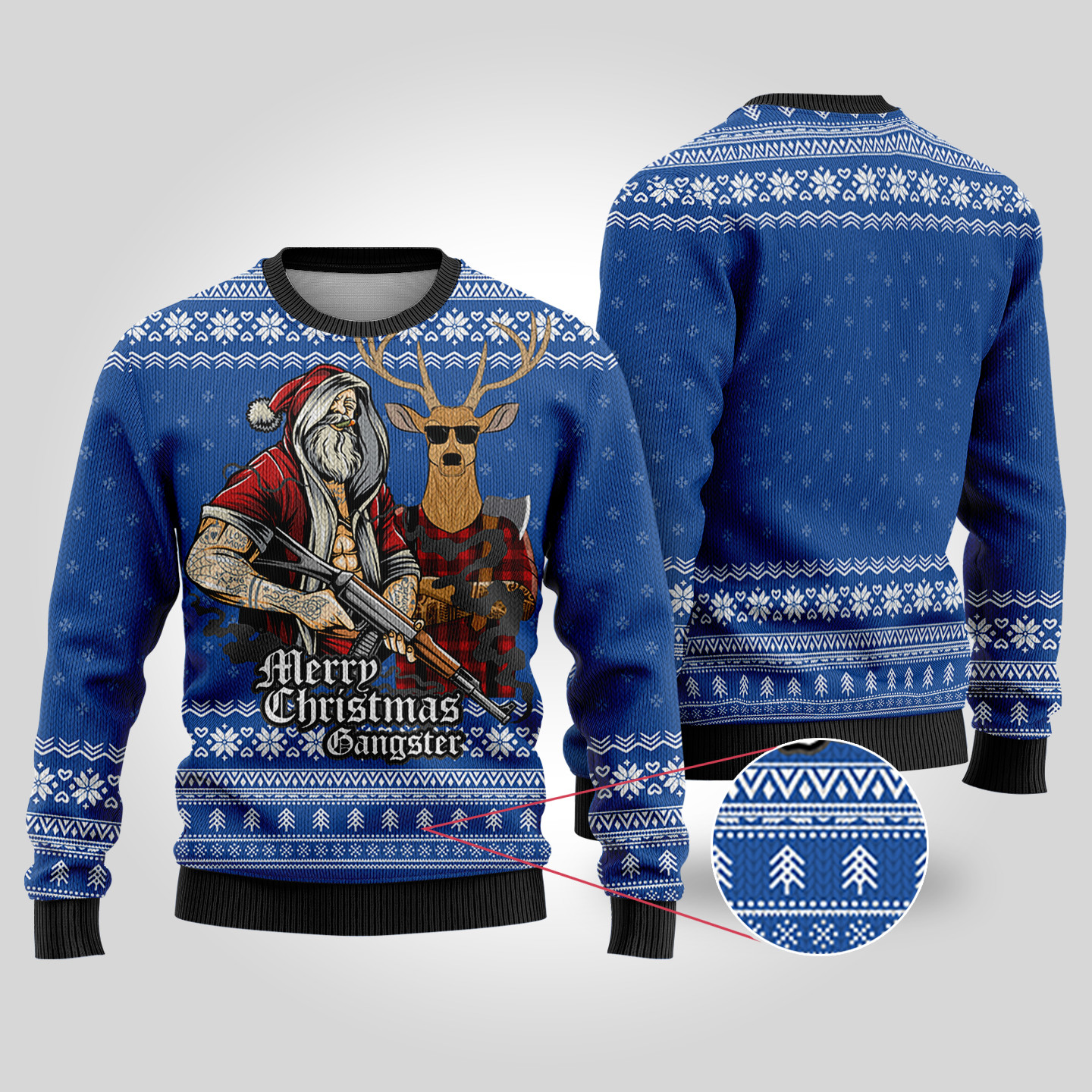 Tattooed Santa Royal Funny Ugly Christmas Sweater Funny Holiday Sweater for Family Gatherings