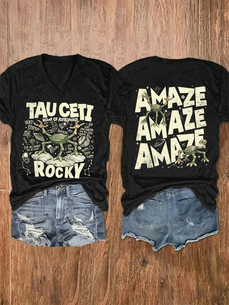 Tau Ceti Rocky V-Neck Shirt Project Hail Movie Eridian Science Humor Gift For Film Fans