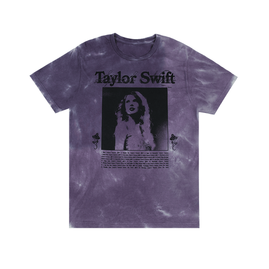 Taylor Swift Merch T-Shirt Speak Now Taylor's Version Tracklist Purple Tie Dye Shirt