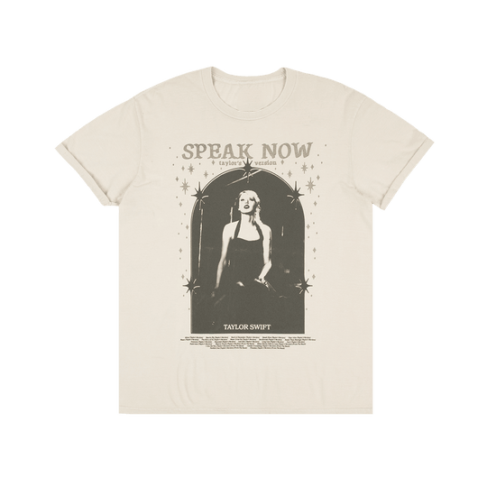 Taylor Swift Merch T-Shirt Speak Now Taylor's Version Tracklist Taupe Swiftie Gifts