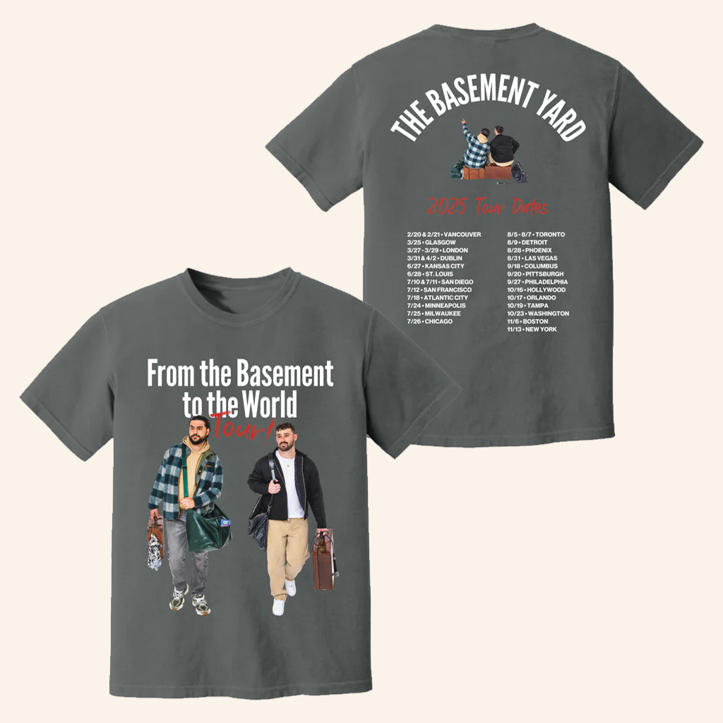 TBY Tour Merch From The Basement To The World Tour T-Shirt 2025 Tour Dates Shirt Fan Gifts TBY Tour Merch From The Basement To The World Tour T-Shirt 2025 Tour Dates Shirt Fan Gifts