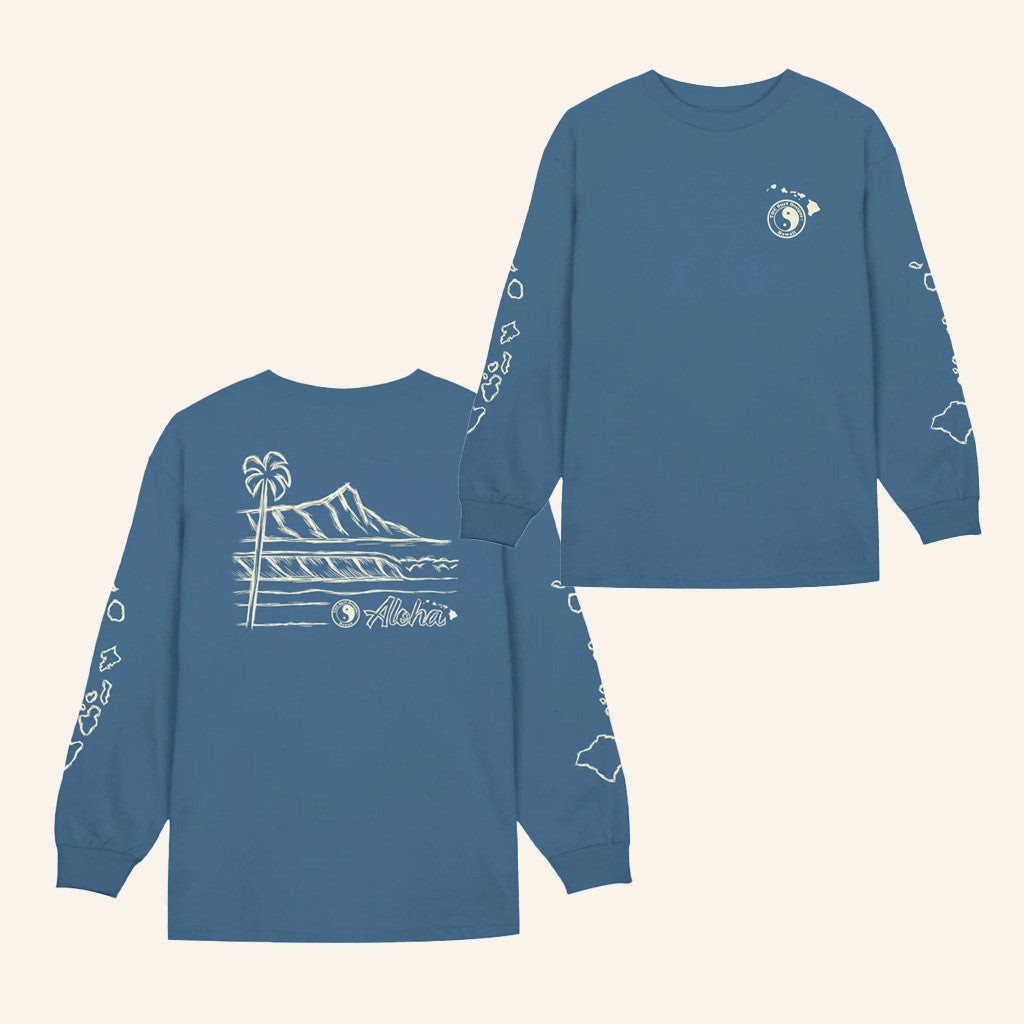 TC Surf Merch Sketch Diamond Head Scenic Long Sleeve Shirt Gift Ideas For Him TC Surf Merch Sketch Diamond Head Scenic Long Sleeve Shirt Gift Ideas For Him